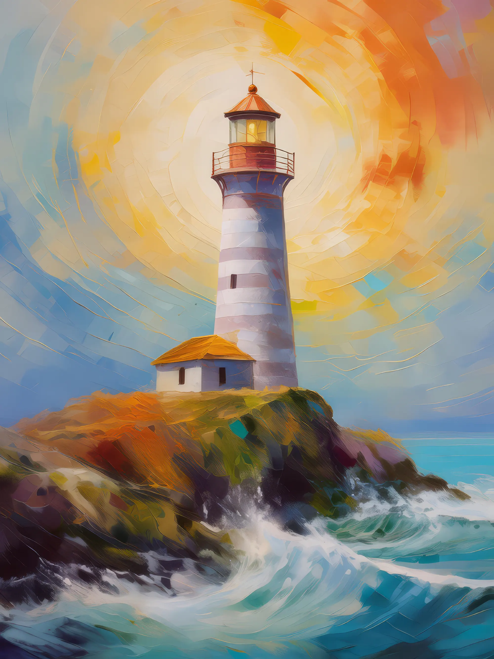 Painting: Solitary Plateau Lighthouse