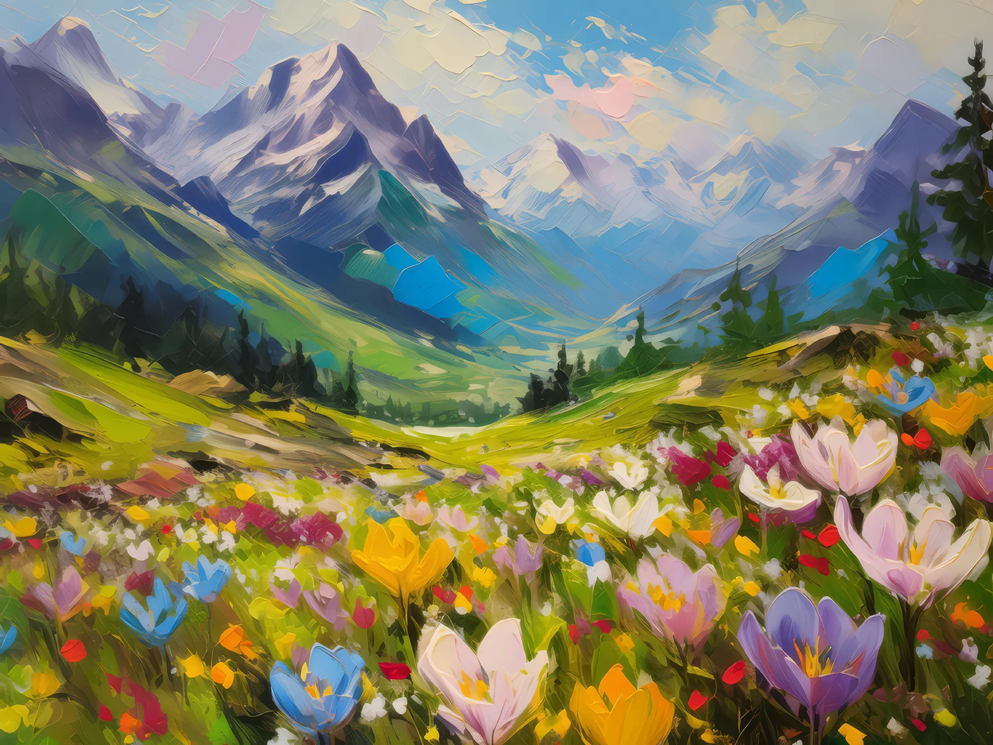 Painting: Spring Alpine Valley Bloom