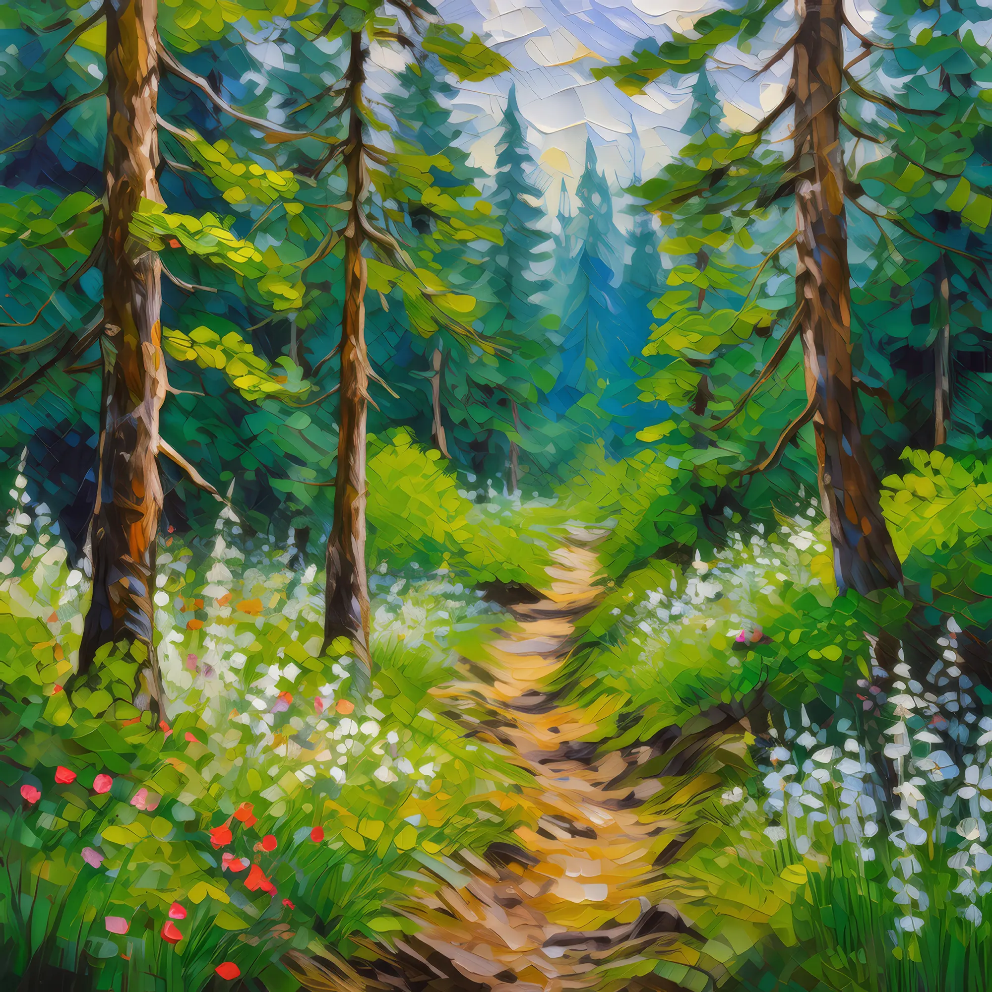 Painting: Spring Boreal Forest Hike
