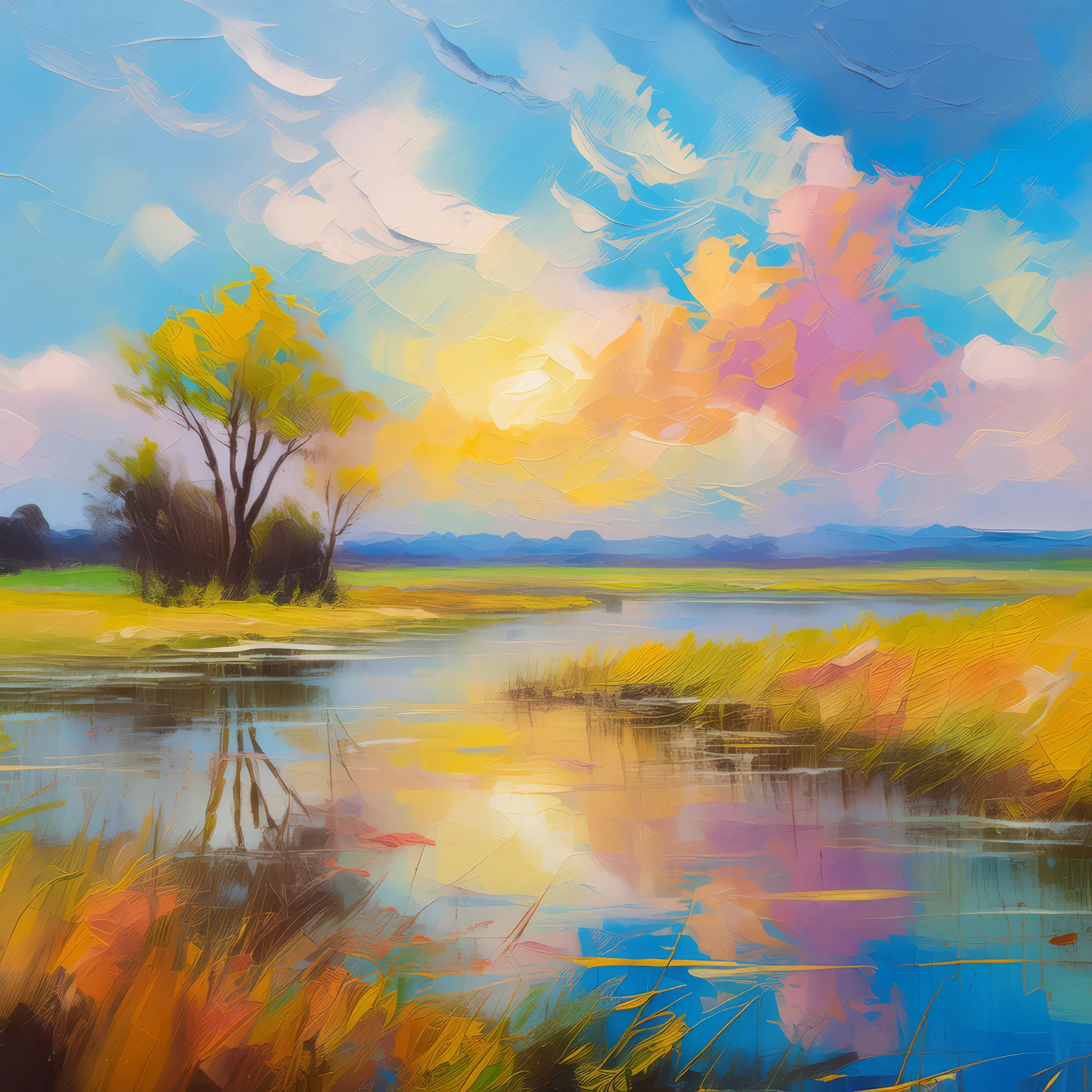 Painting: Spring Floods on Grassland