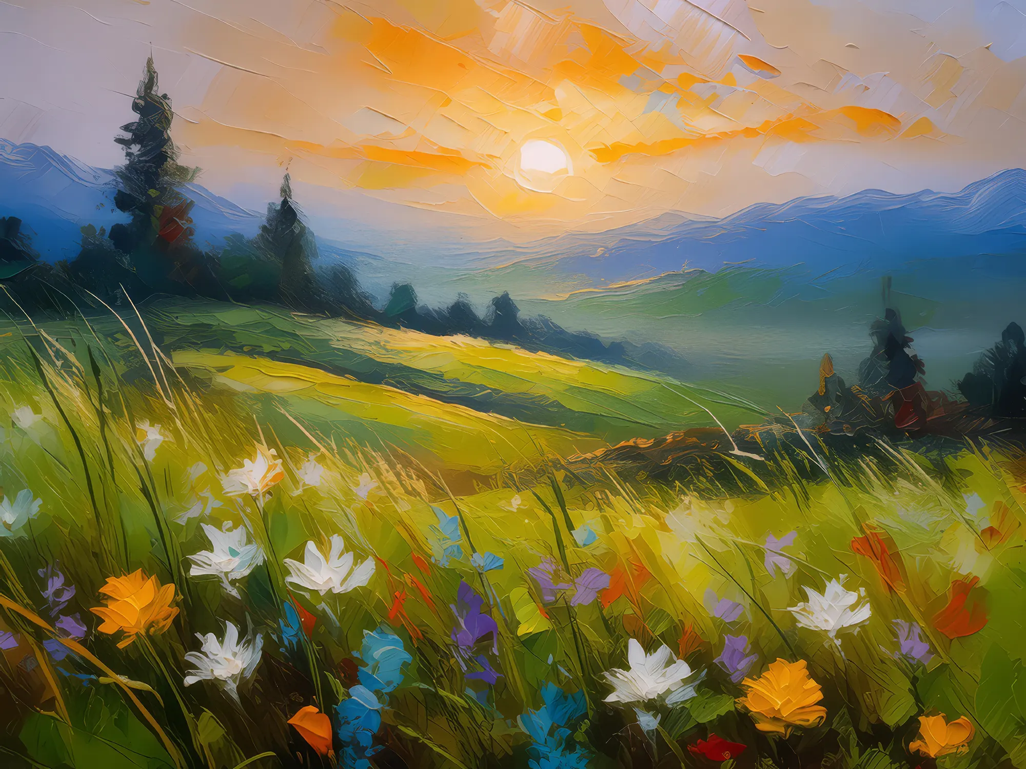 Painting: Spring Meadow at Dawn