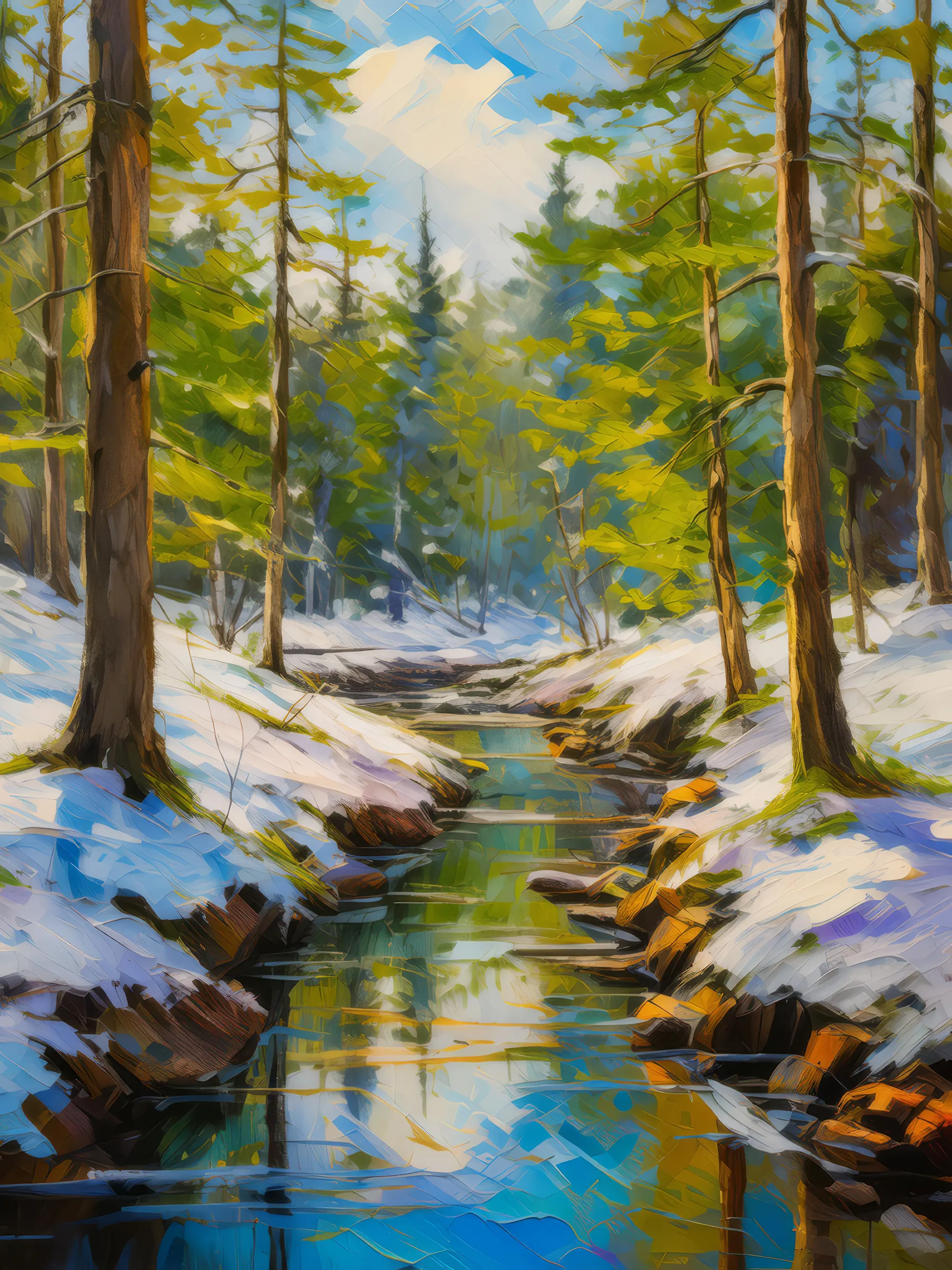 Painting: Spring Melt in Boreal Forest