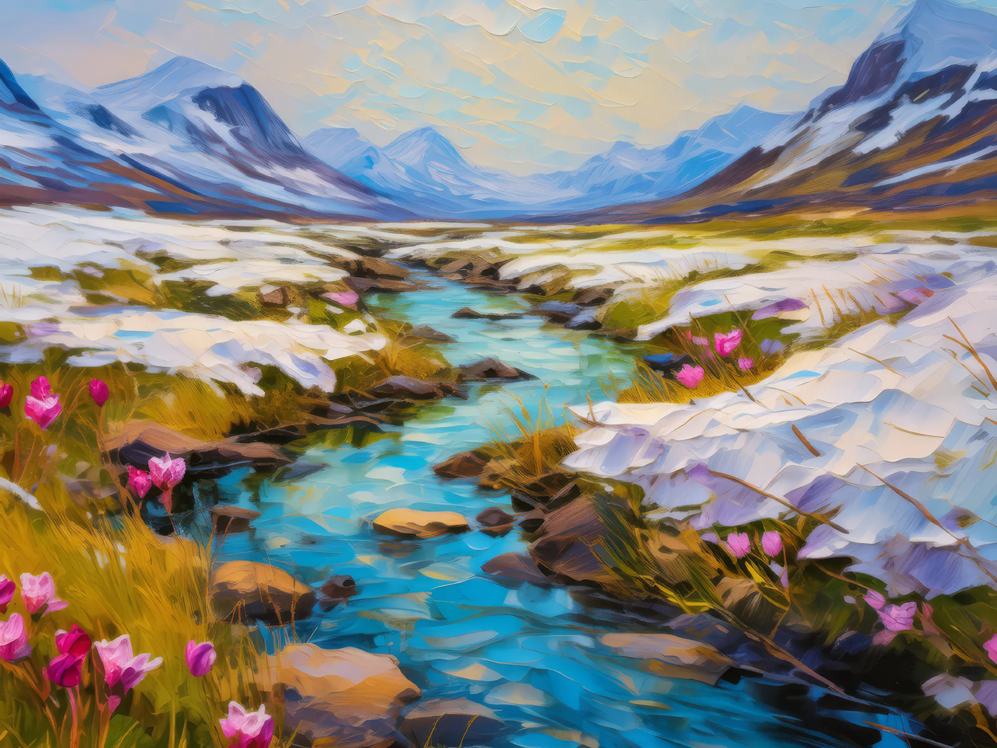 Painting: Spring Melt on Tundra