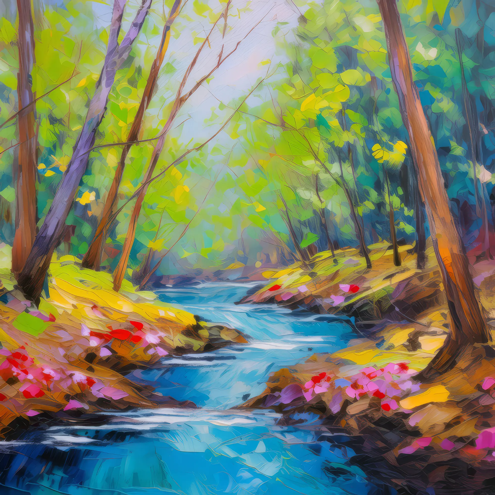 Painting: Spring Renewal Along Stream