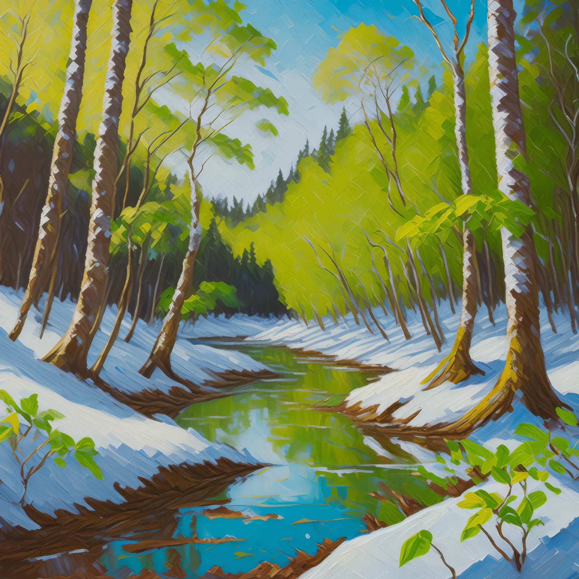 Painting: Spring Thaw in Boreal Forest