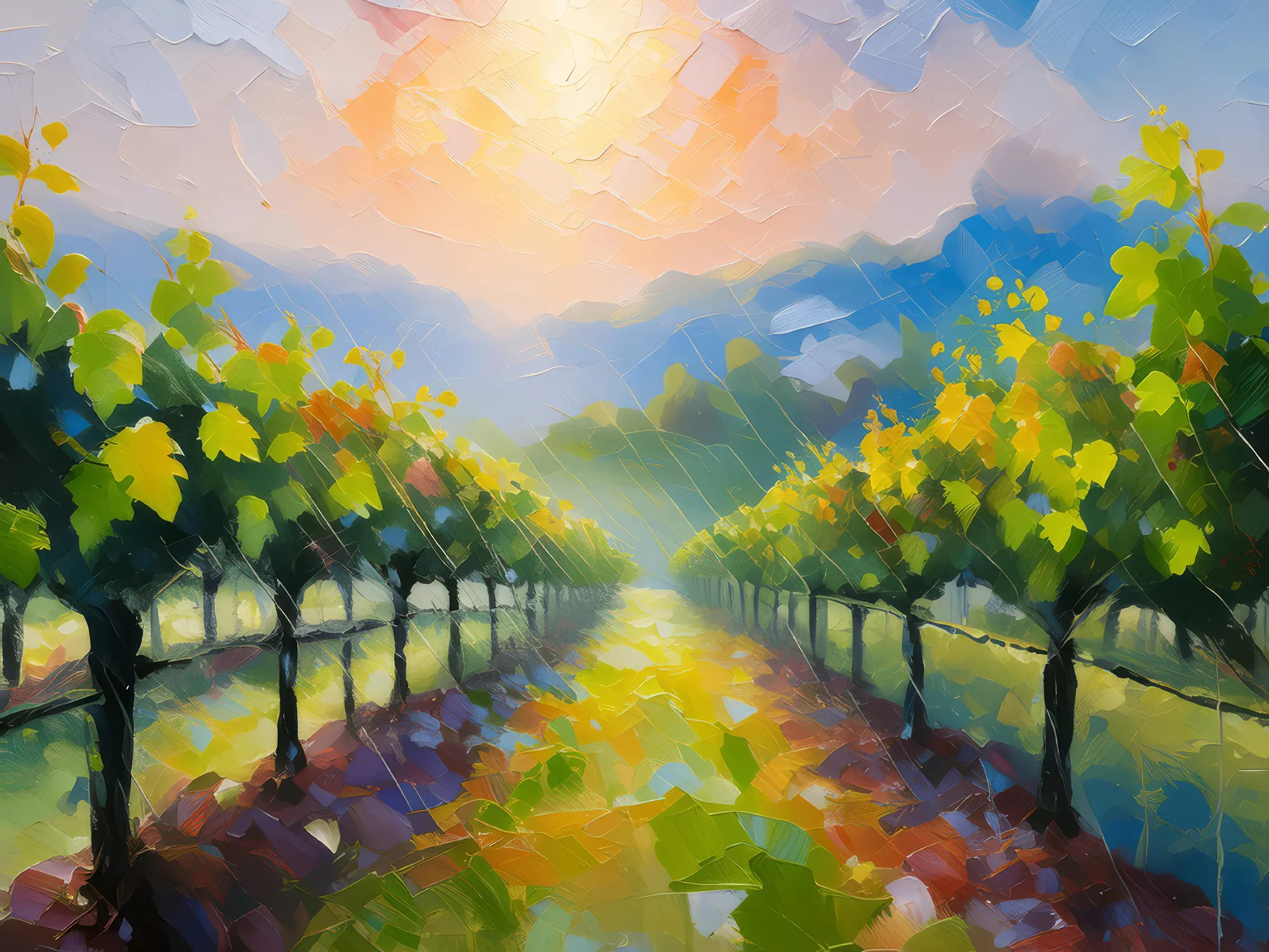 Painting: Spring Vineyard Dawn