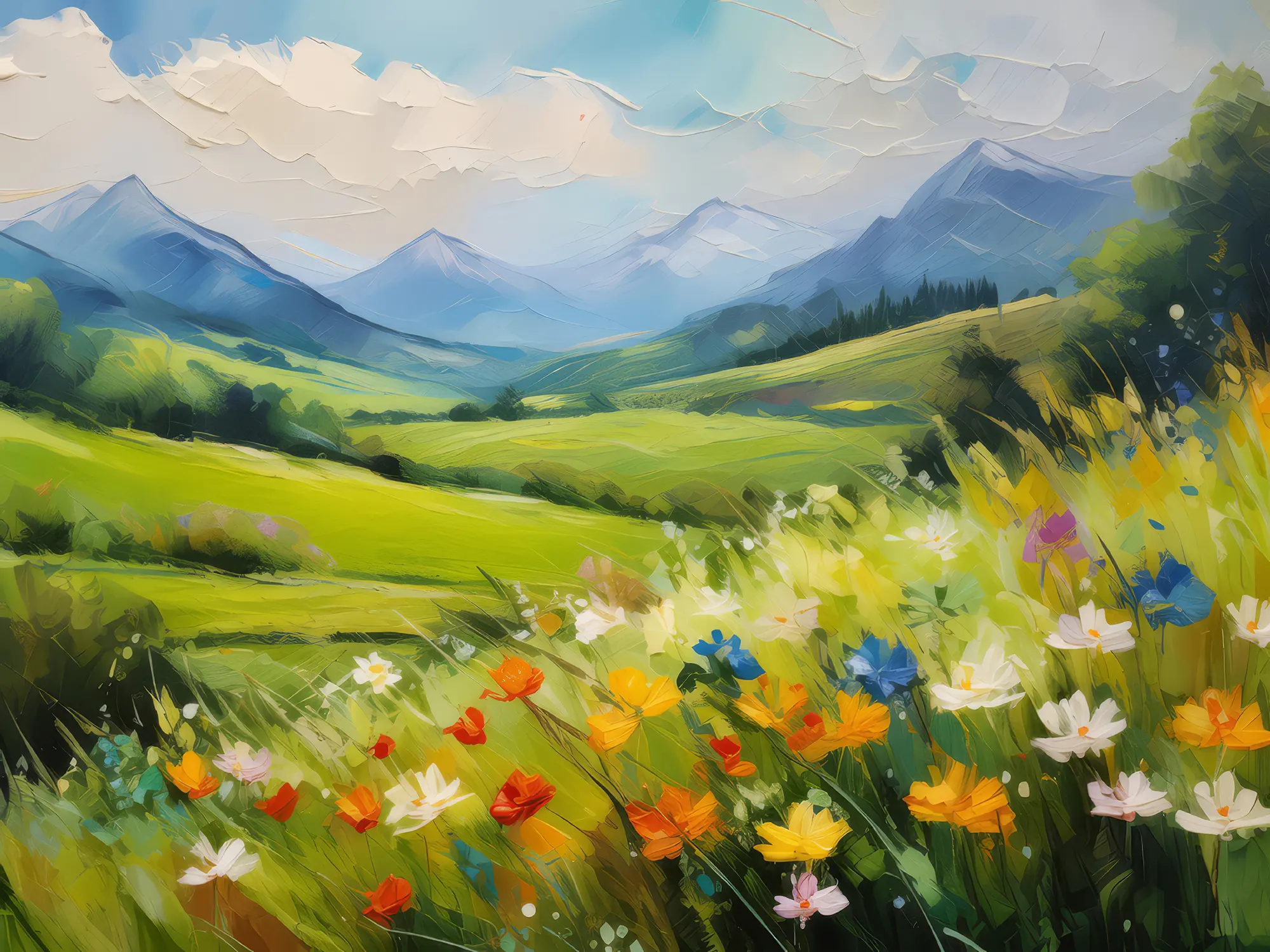 Painting: Spring Wildflower Grassland