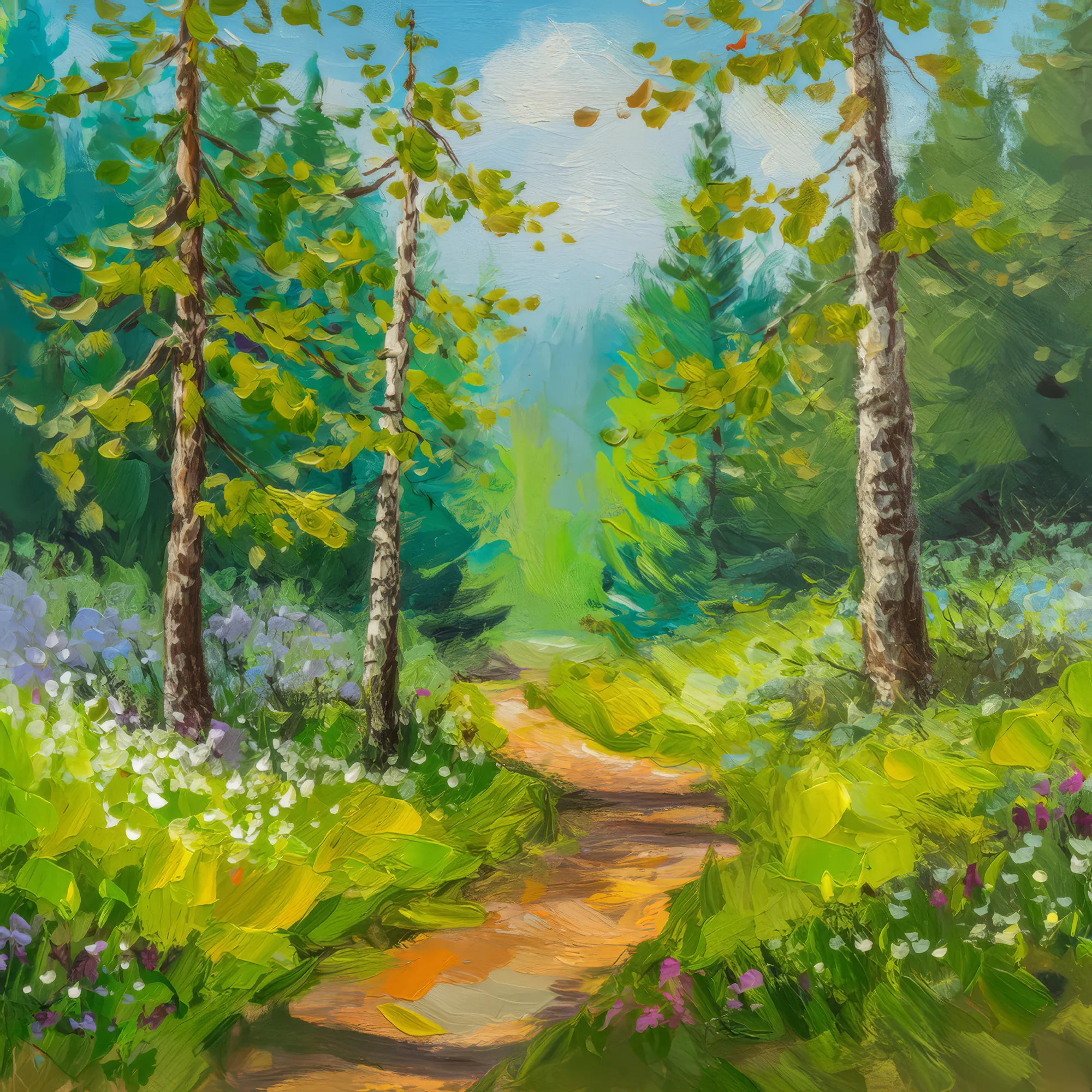 Painting: Springtime Boreal Forest Walk