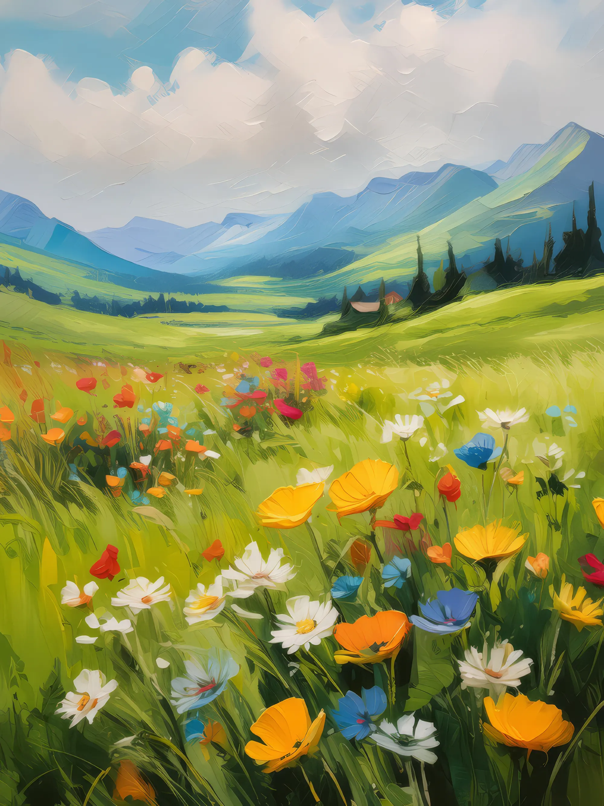 Painting: Springtime Grassland Bloom