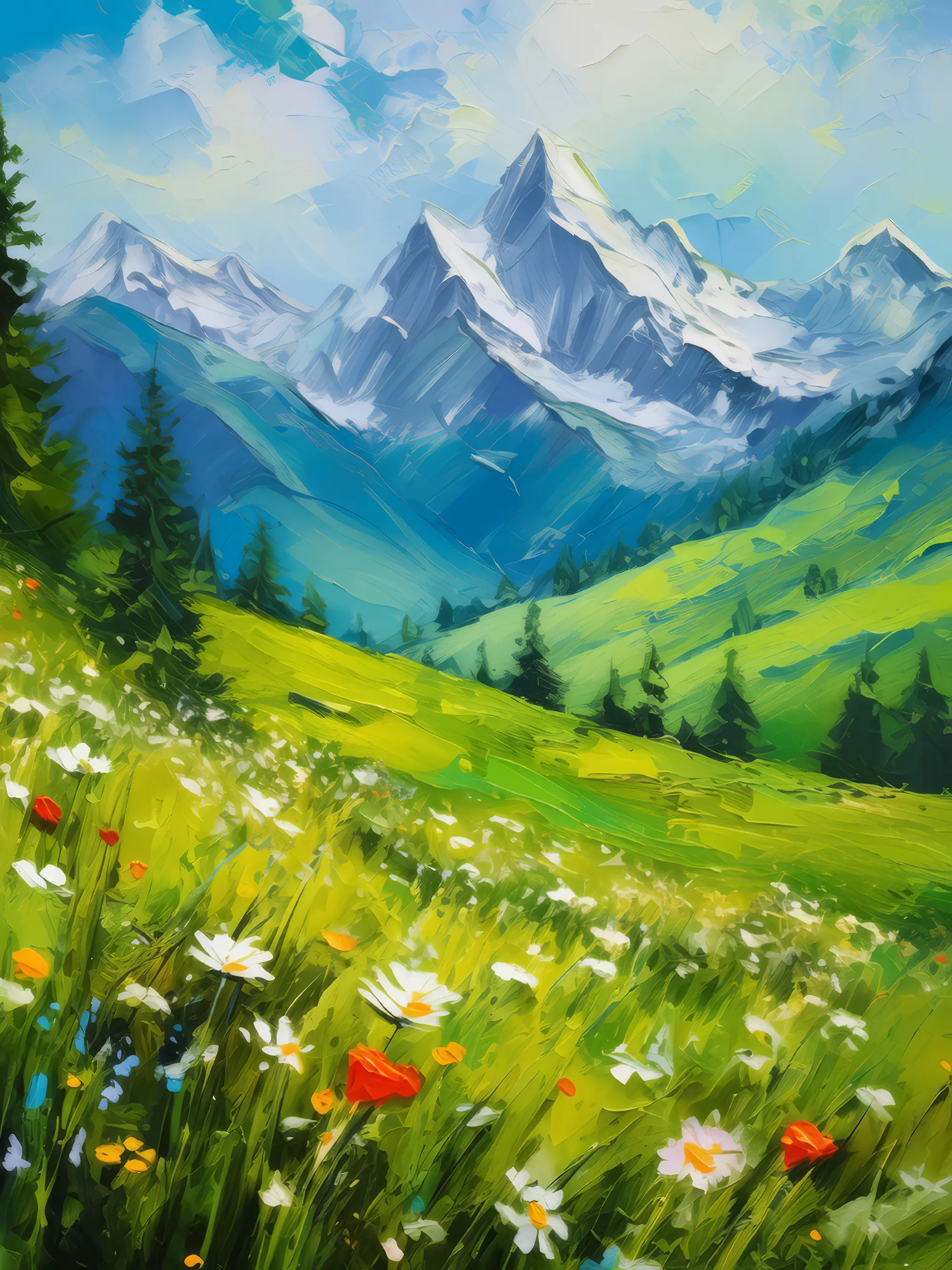 Painting: Springtime in the Alps