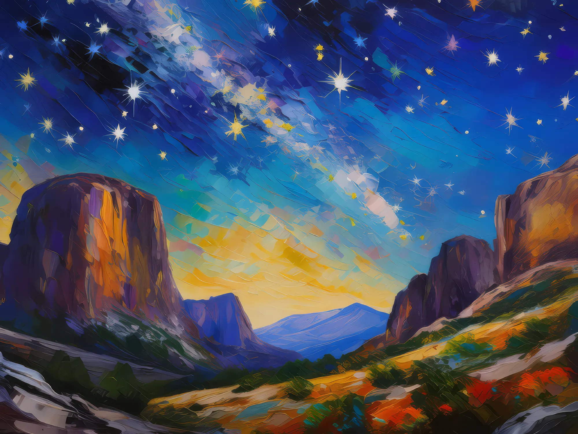 Painting: Starlit Crag Serenade
