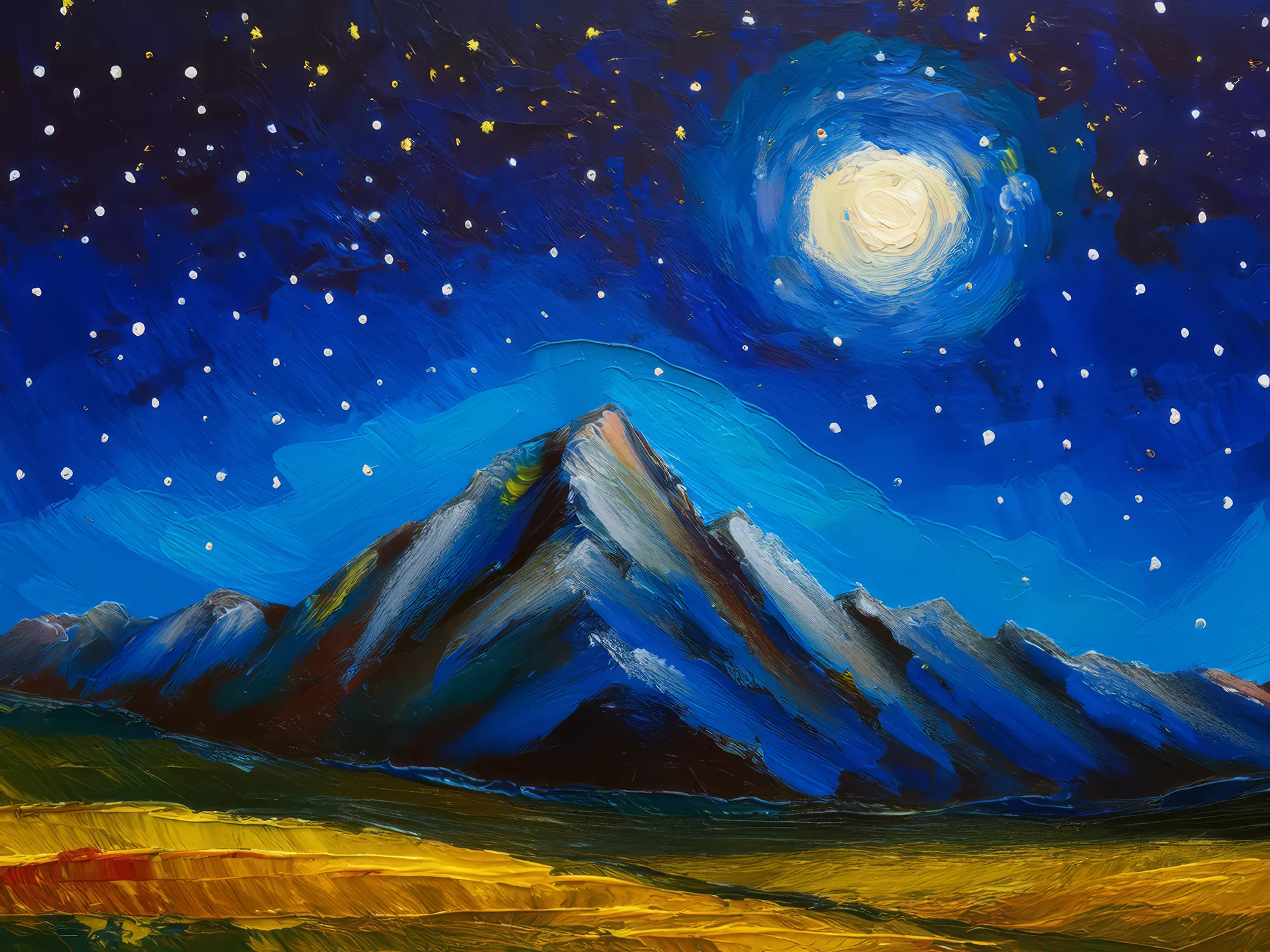 Painting: Starlit Mountain Peak