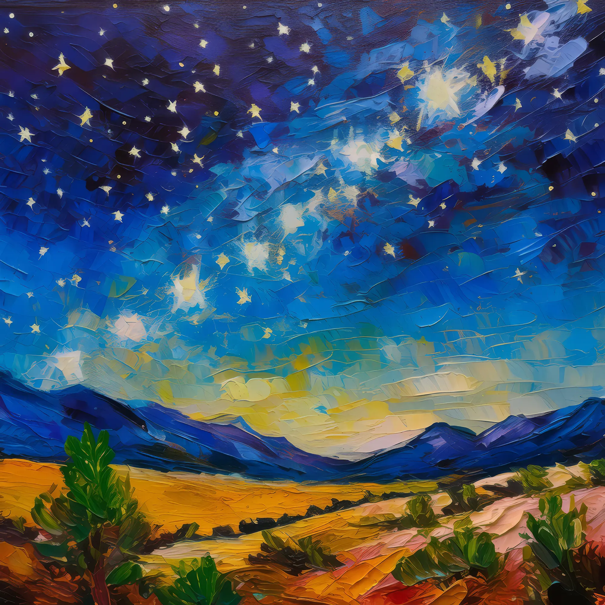 Painting: Starlit Night in Alpine Desert