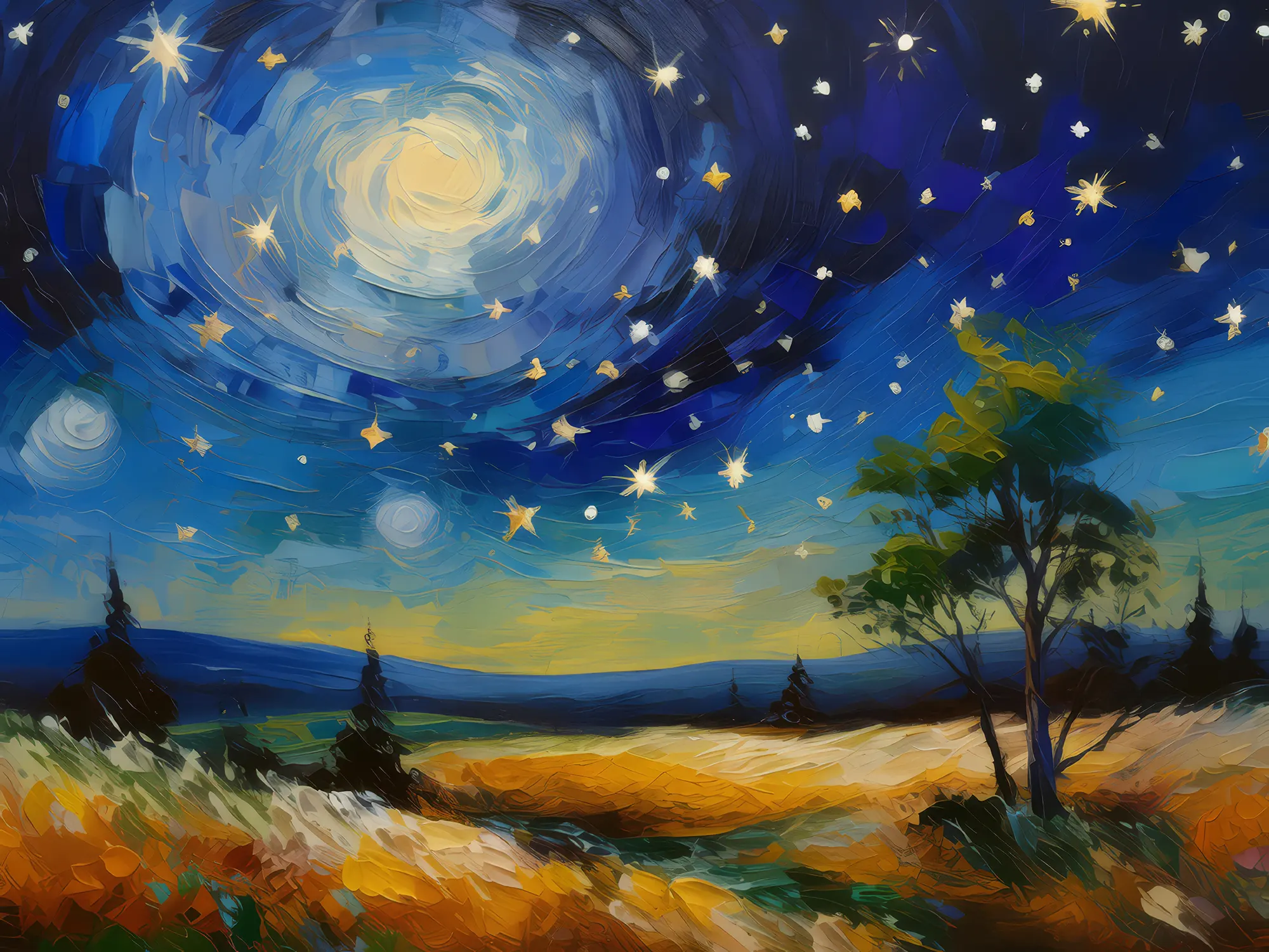 Painting: Starlit Night over Moor