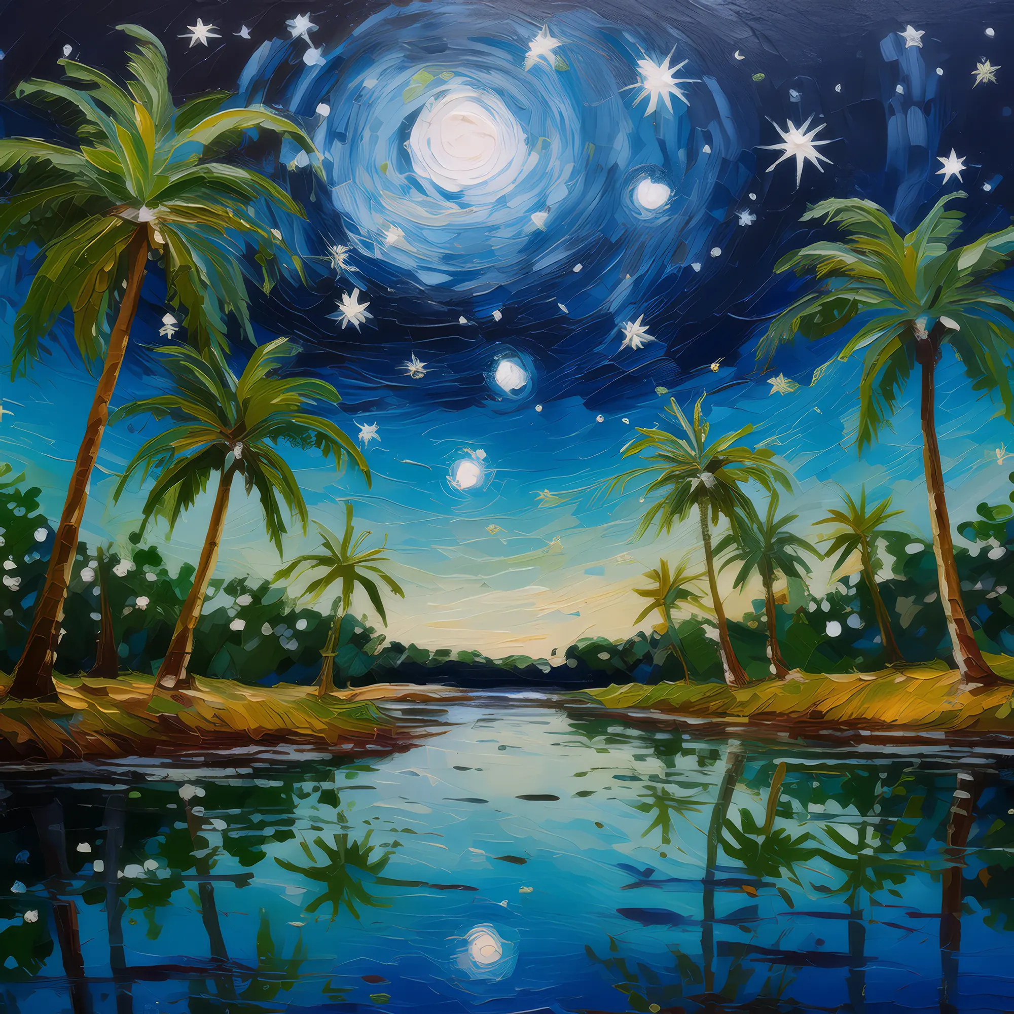 Painting: Starlit Oasis Night