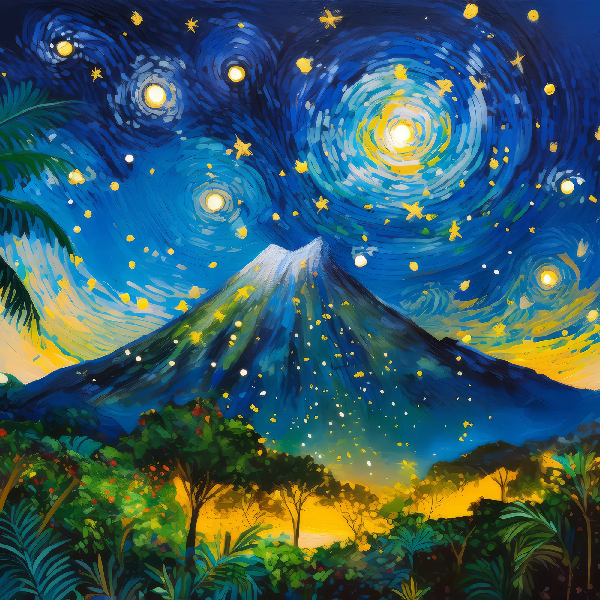Painting: Starlit Tropical Mountain