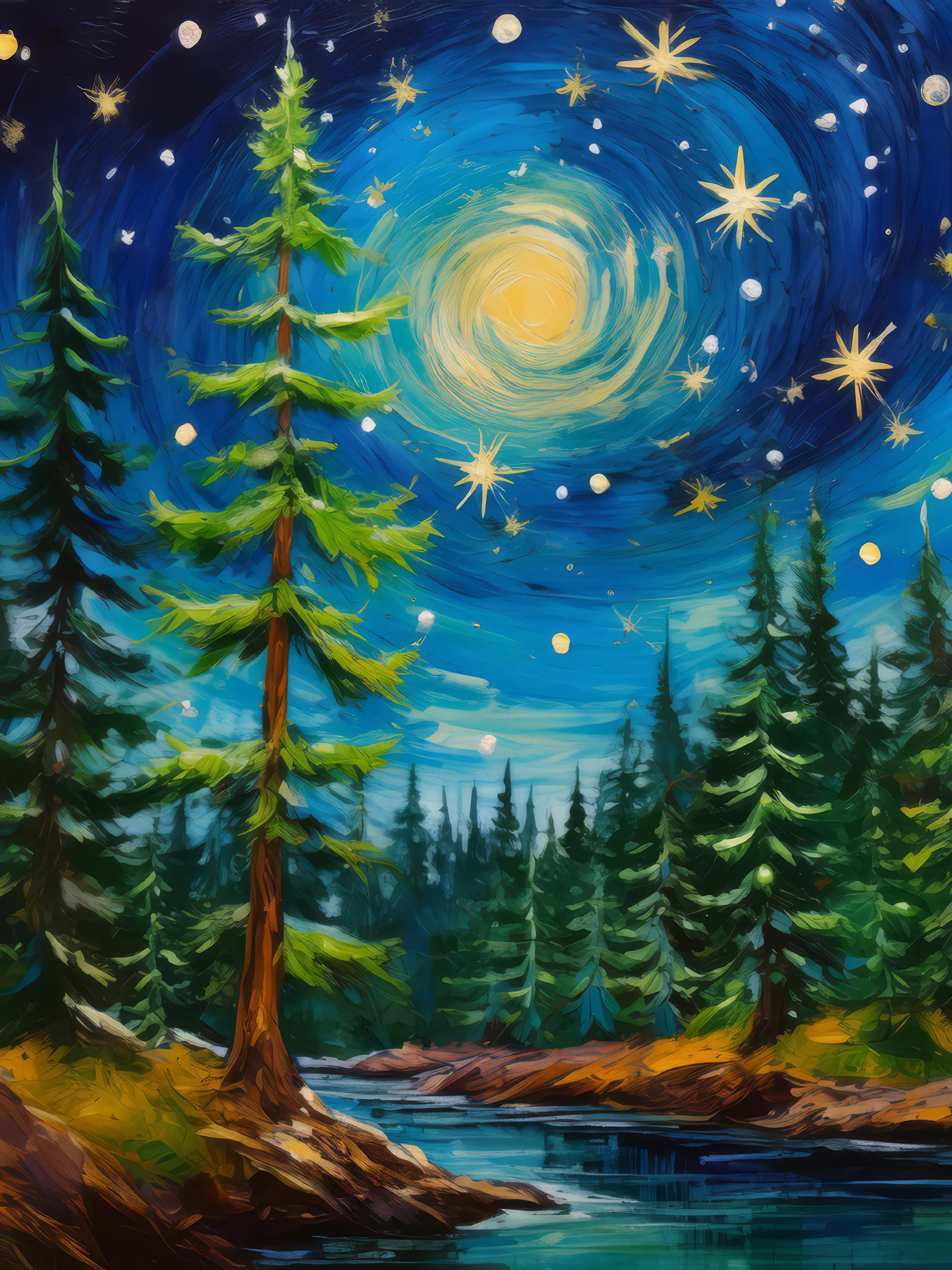 Painting: Starry Boreal Night