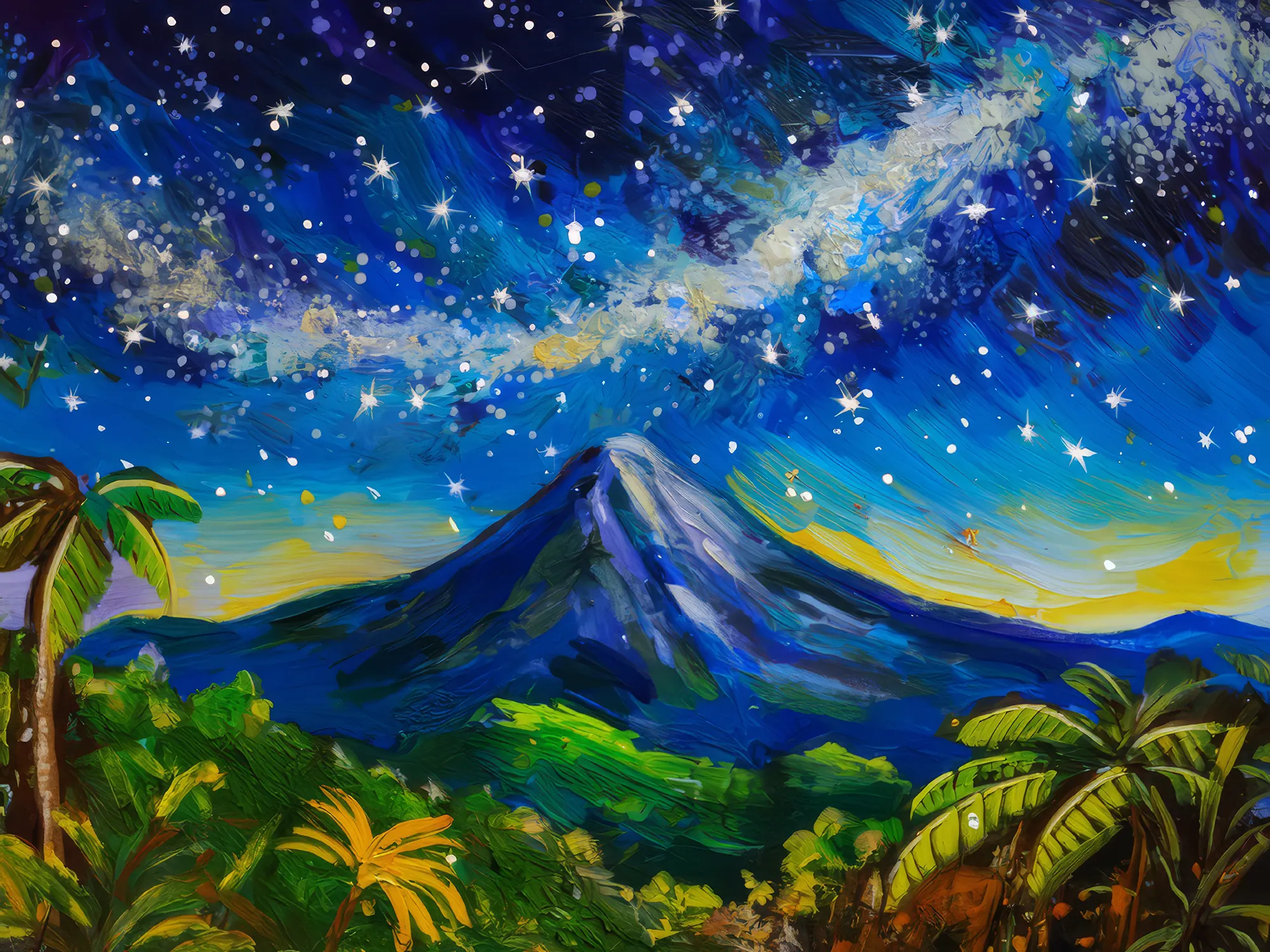 Painting: Starry Night Mountain View