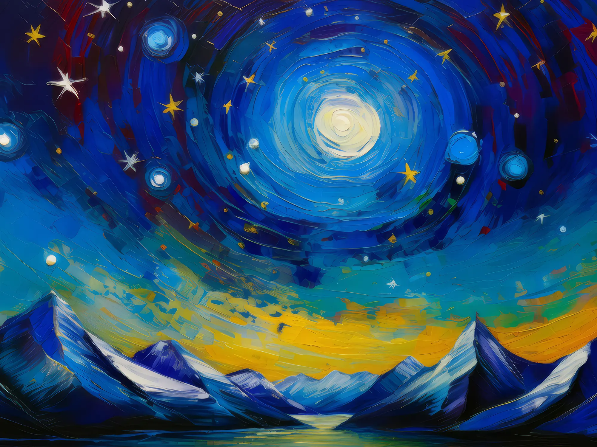Painting: Starry Night Mountains