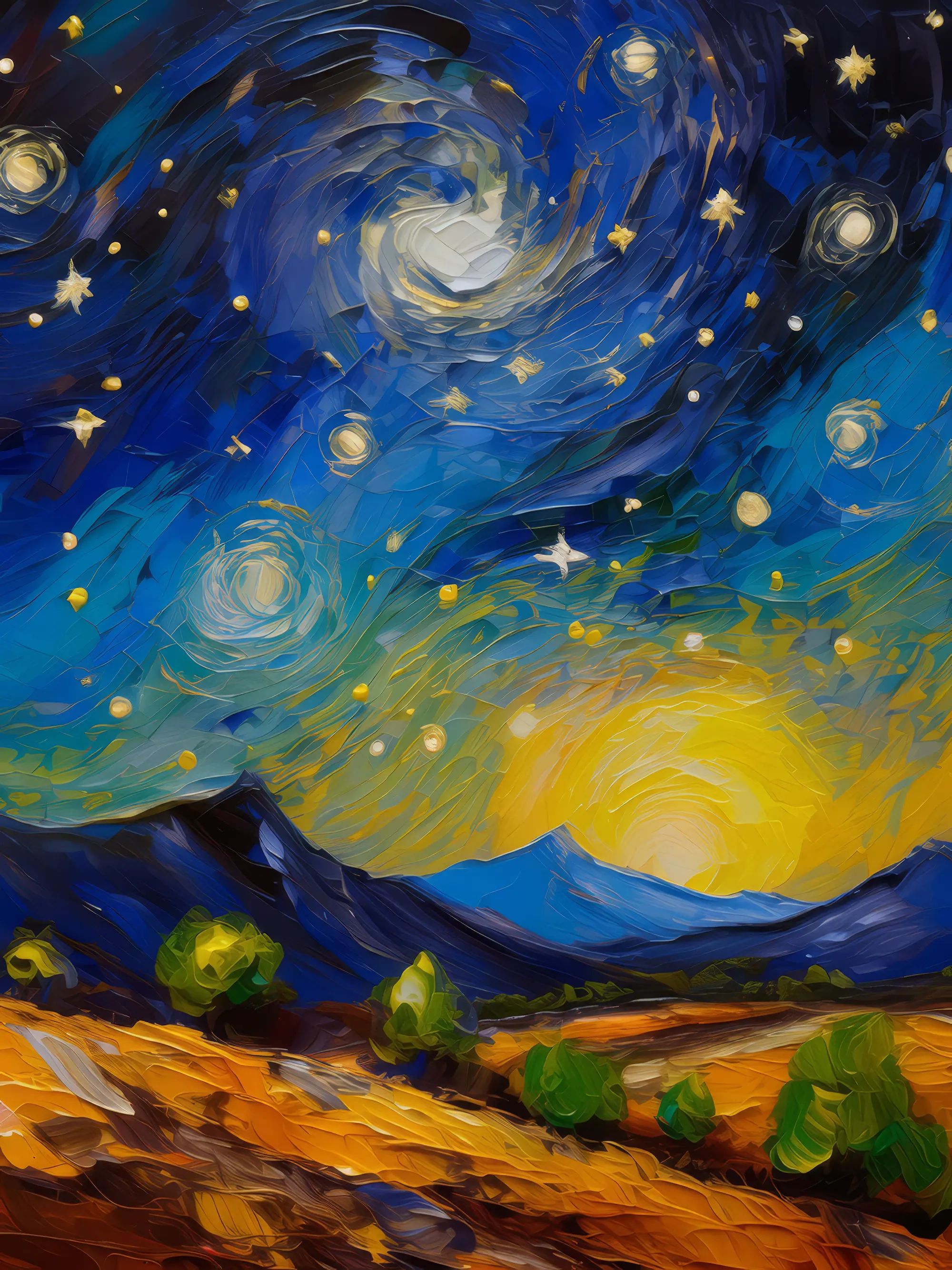 Painting: Starry Night Over Alpine Desert