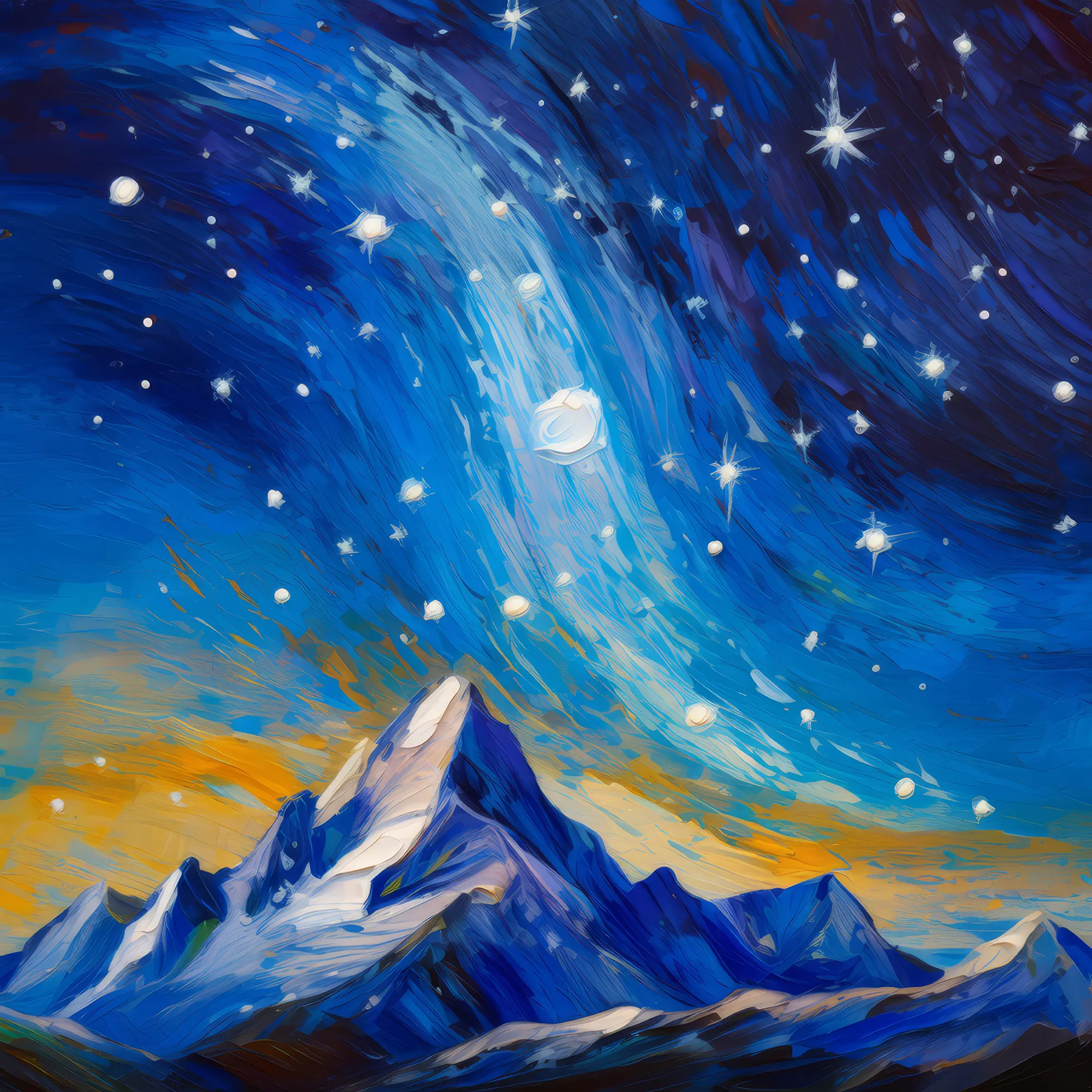 Painting: Starry Night Over Peaks
