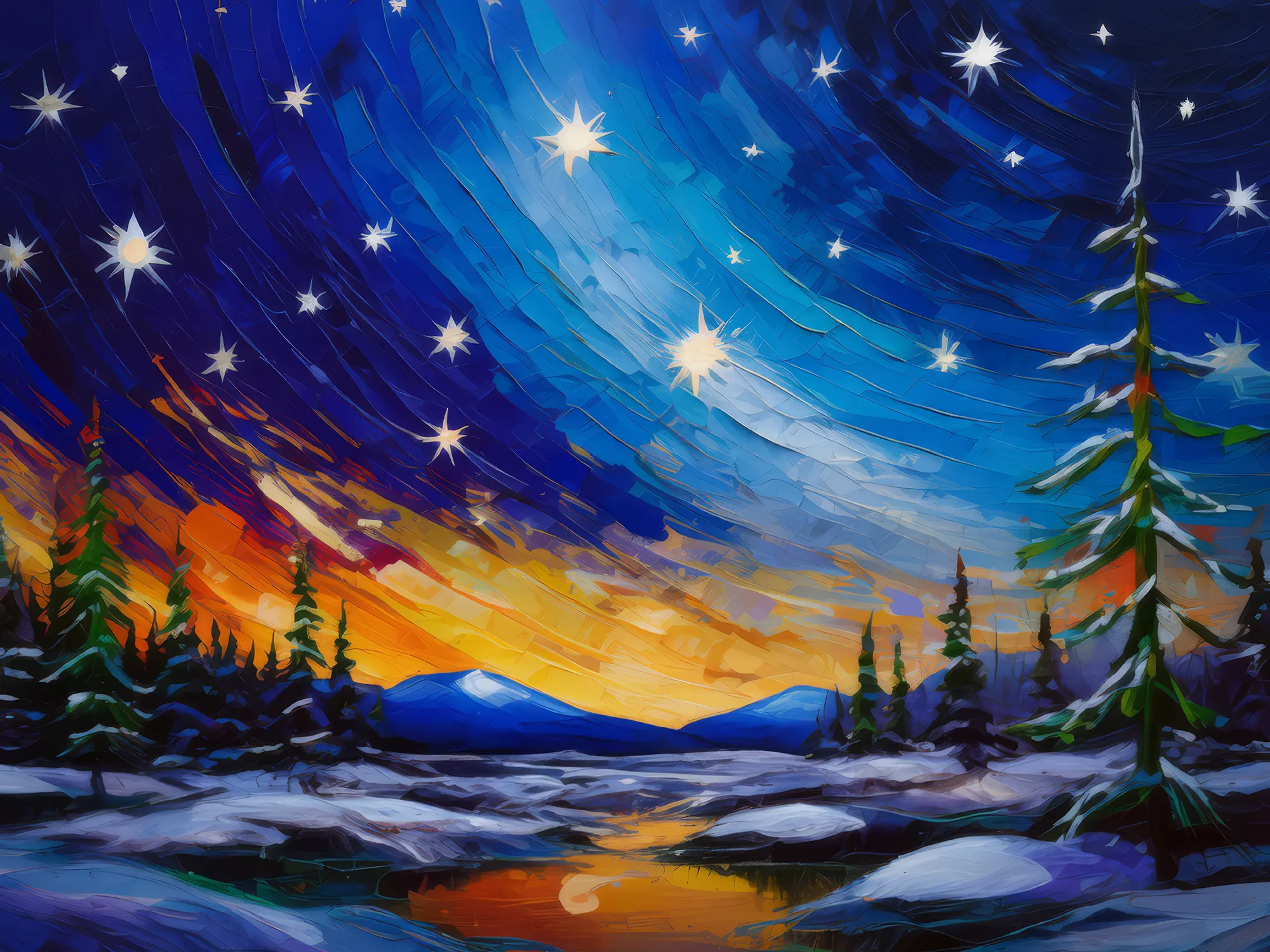 Painting: Starry Night in Boreal Desert