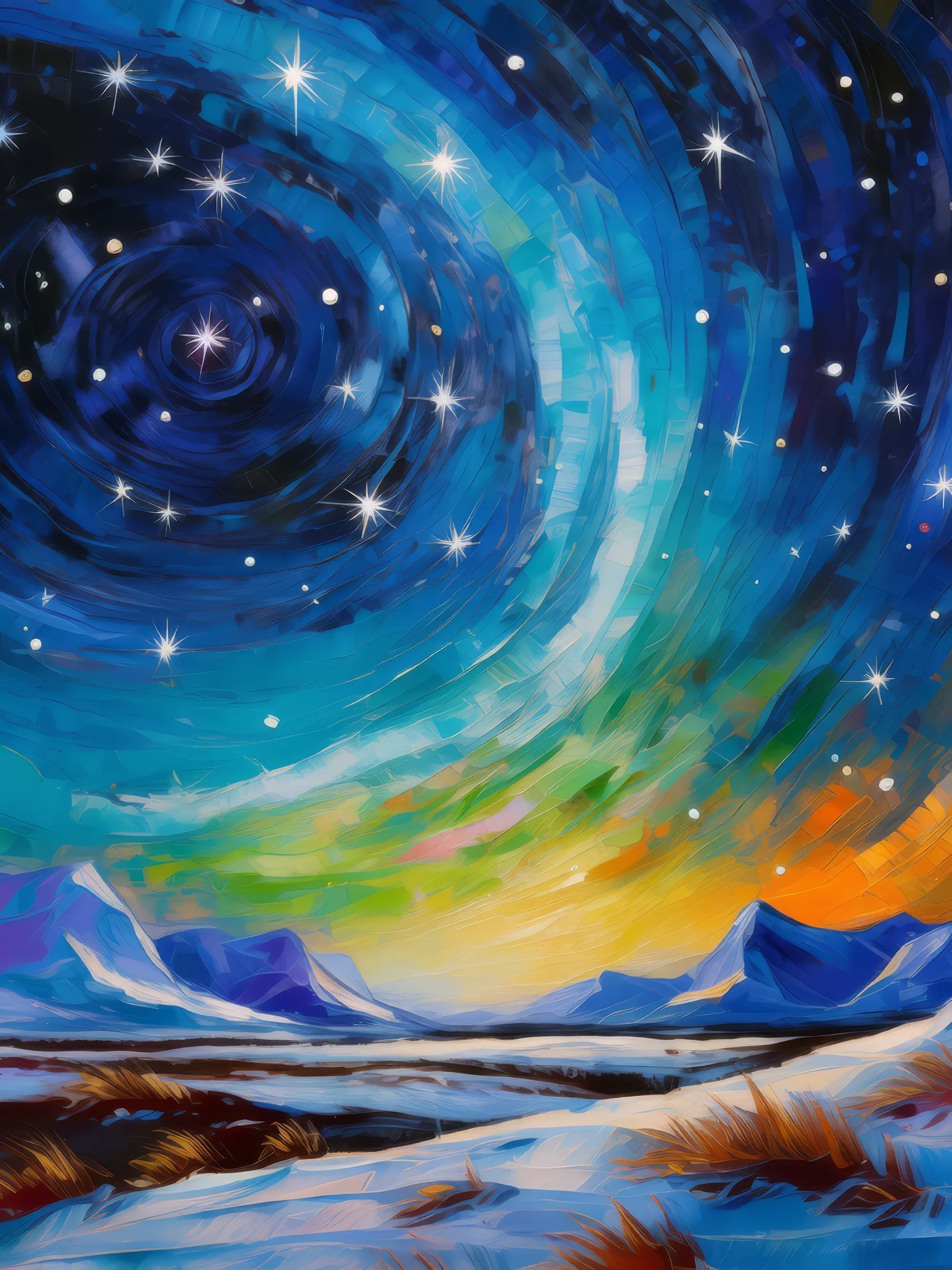 Painting: Starry Night over Arctic Desert