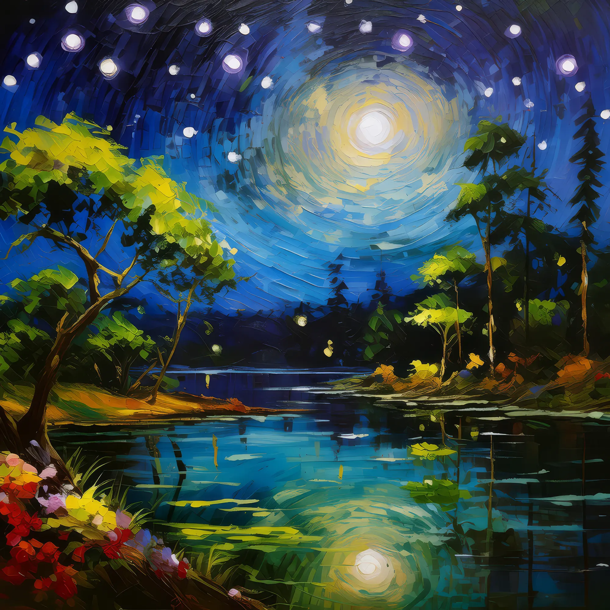 Painting: Starry Sky Over Lagoon