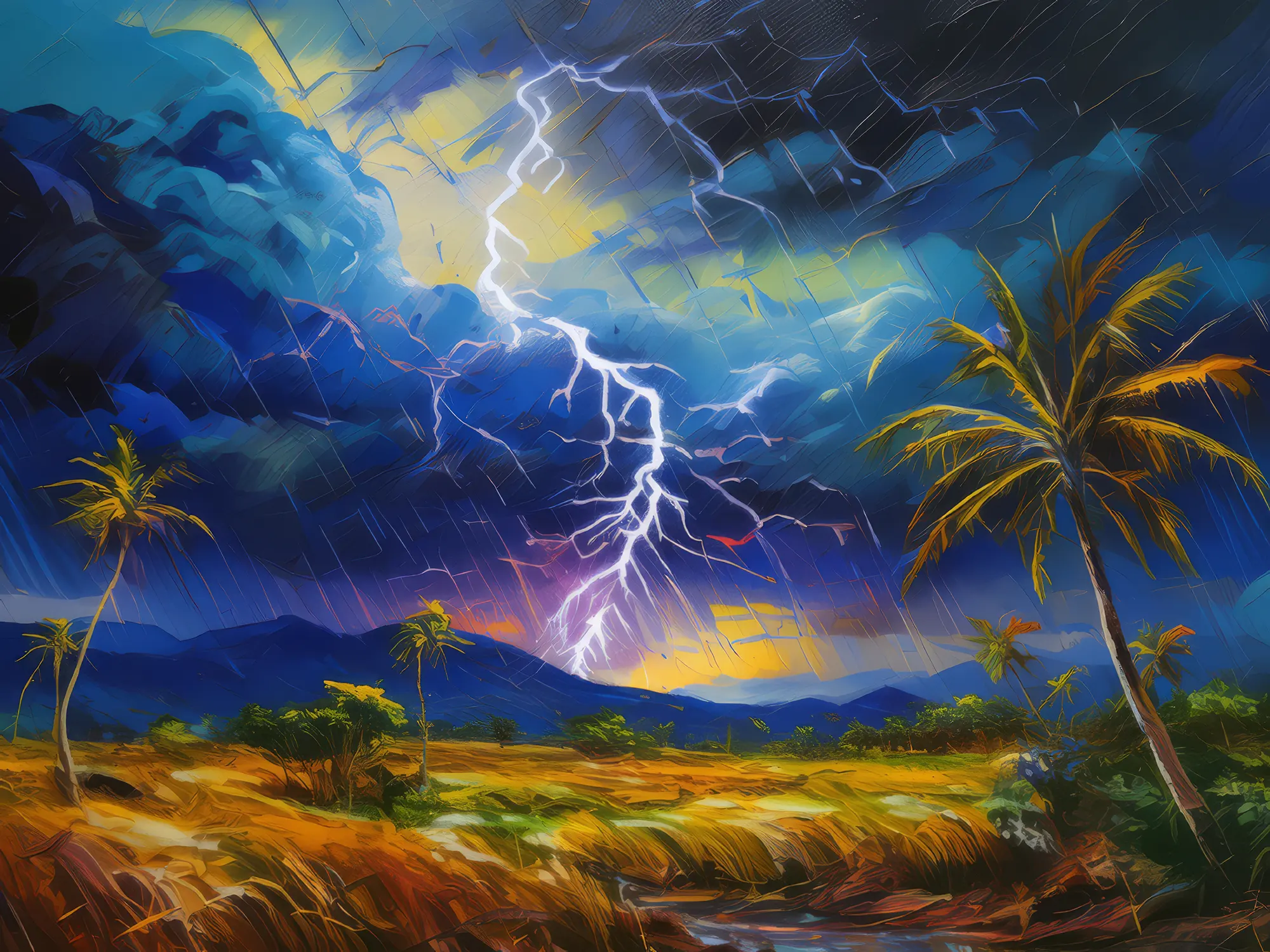 Painting: Steppe Lightning Storm