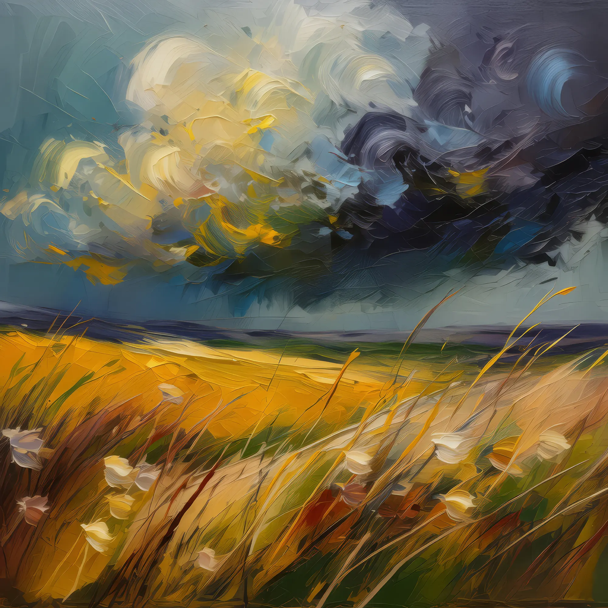 Painting: Storm Clouds Over Grassland