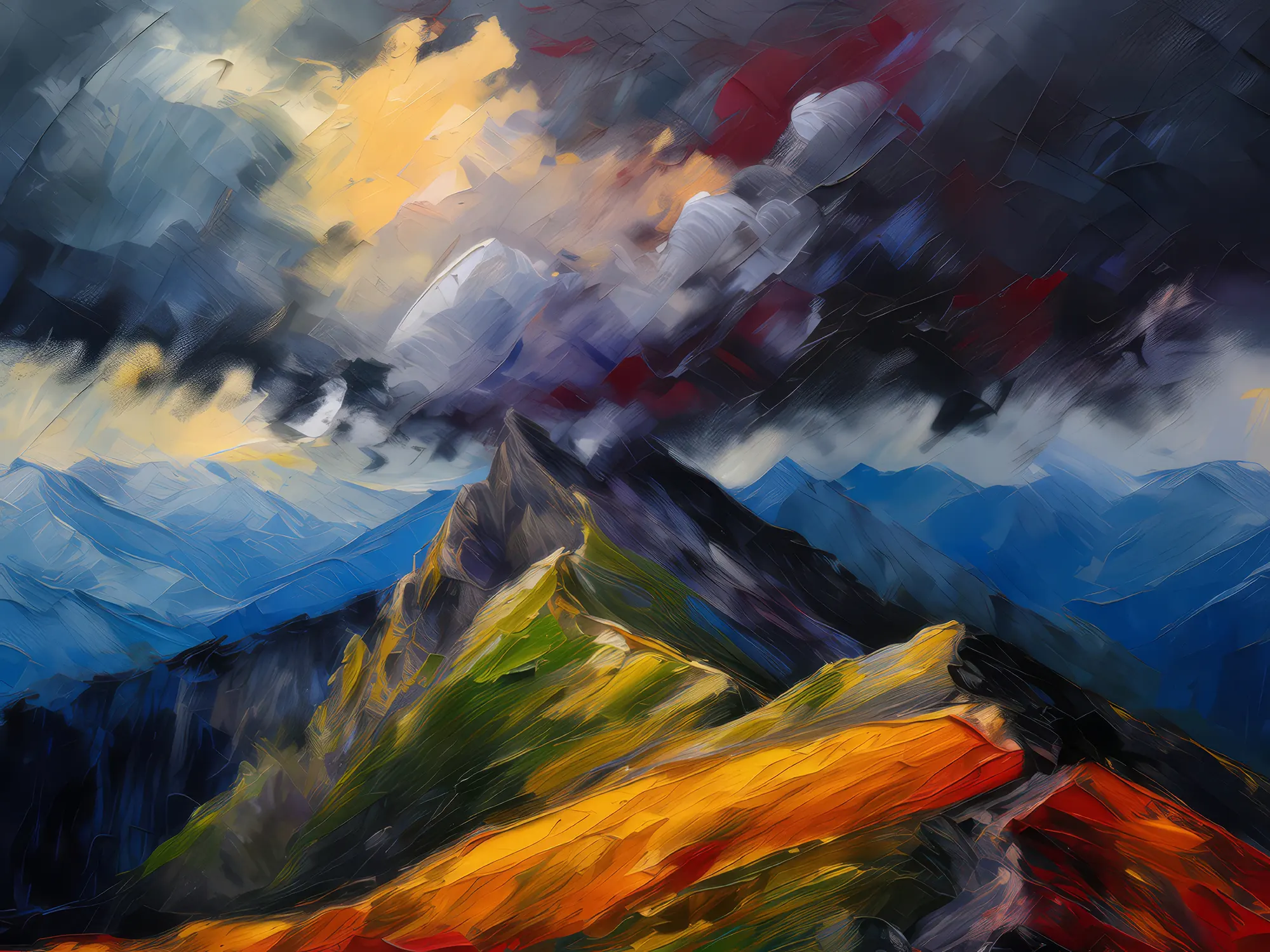 Painting: Storm Over Alpine Ridge