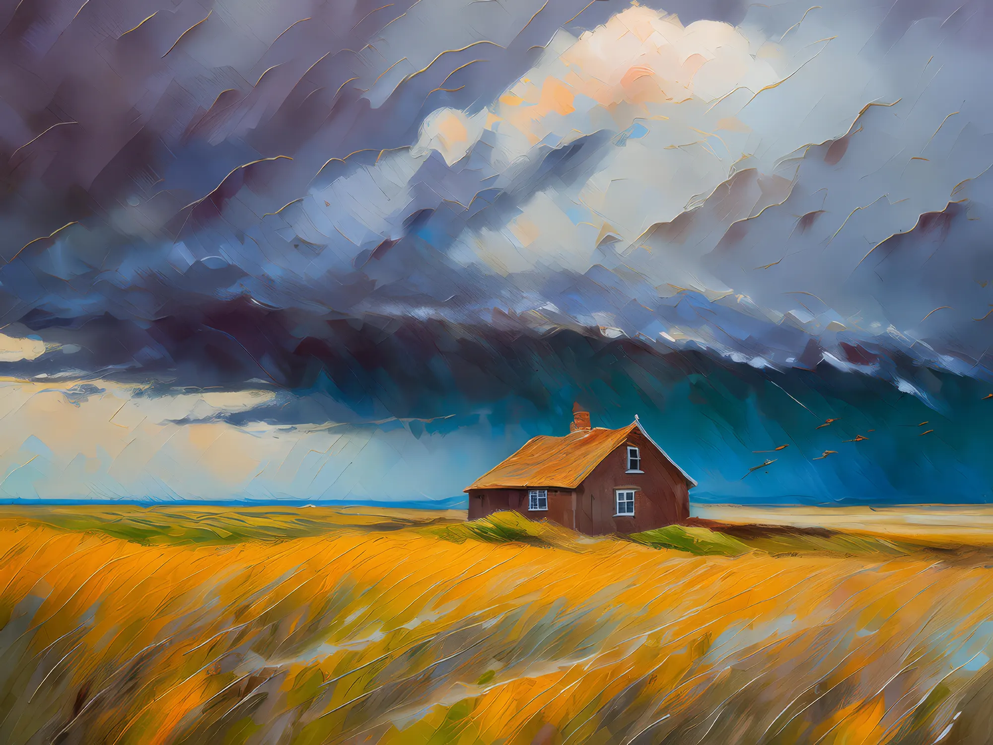 Painting: Storm Over Prairie Homestead