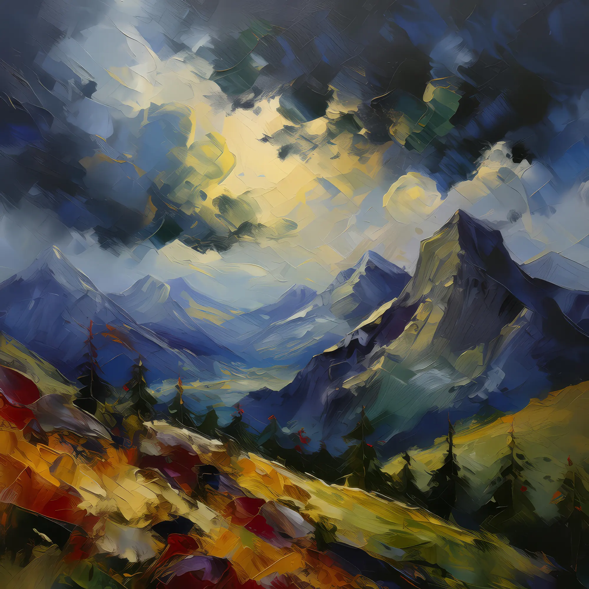 Painting: Stormy Alpine Skies