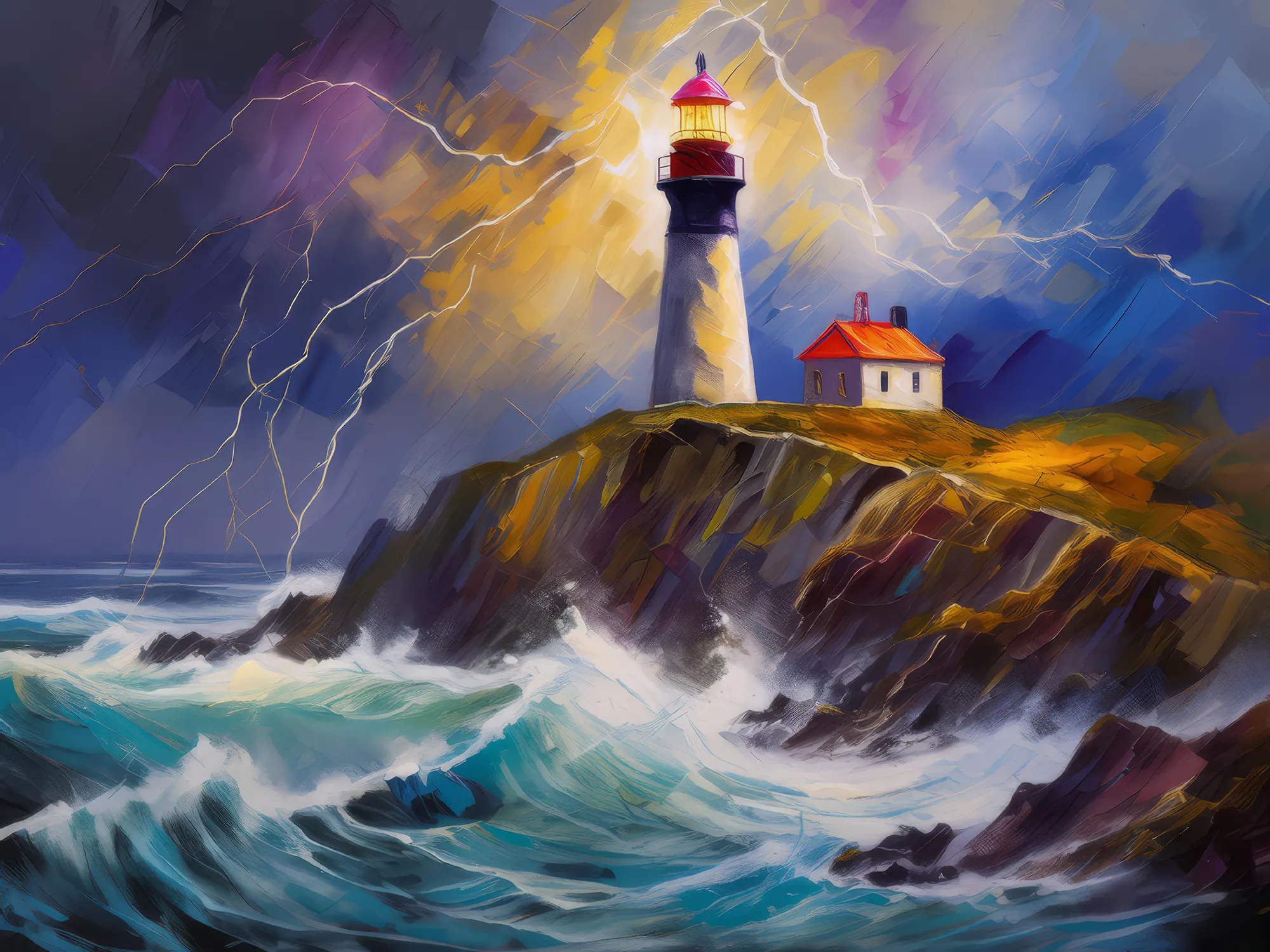 Painting: Stormy Cape Lighthouse