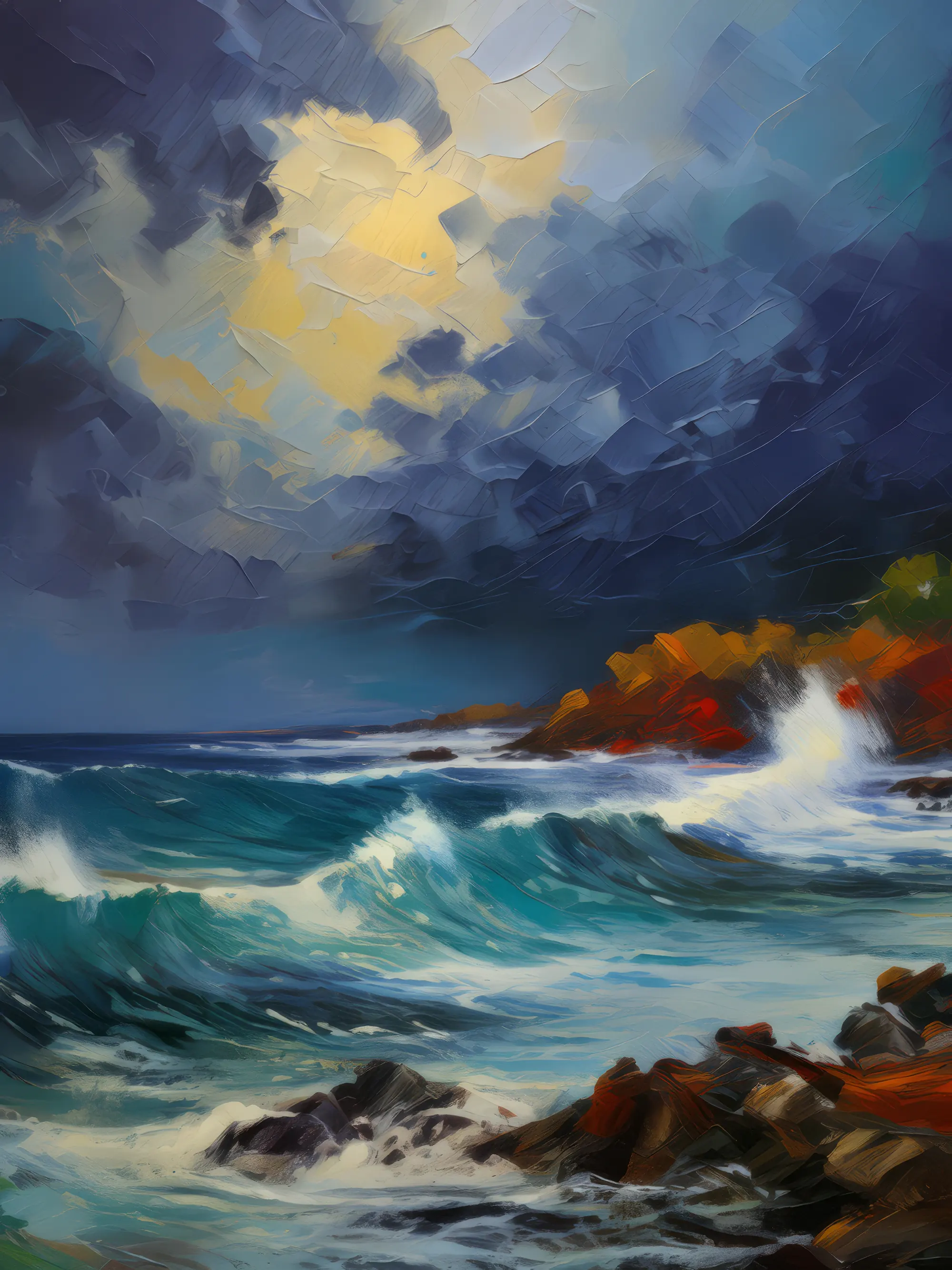 Painting: Stormy Coastal Waters