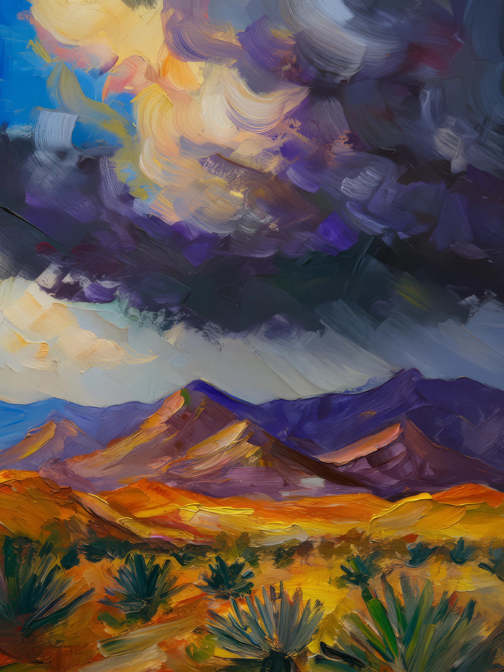 Painting: Stormy Desert Mountains