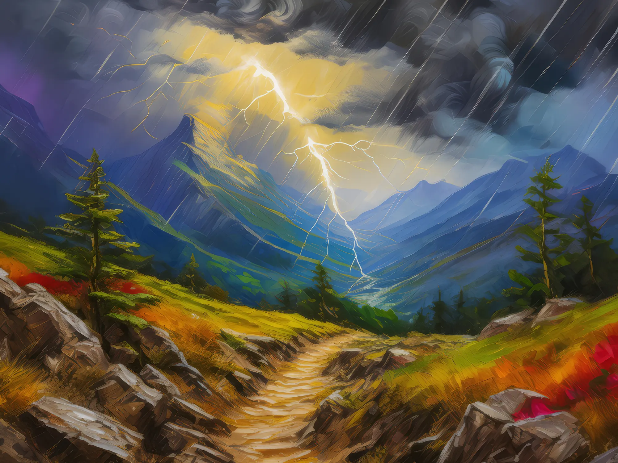 Painting: Stormy Mountain Trail