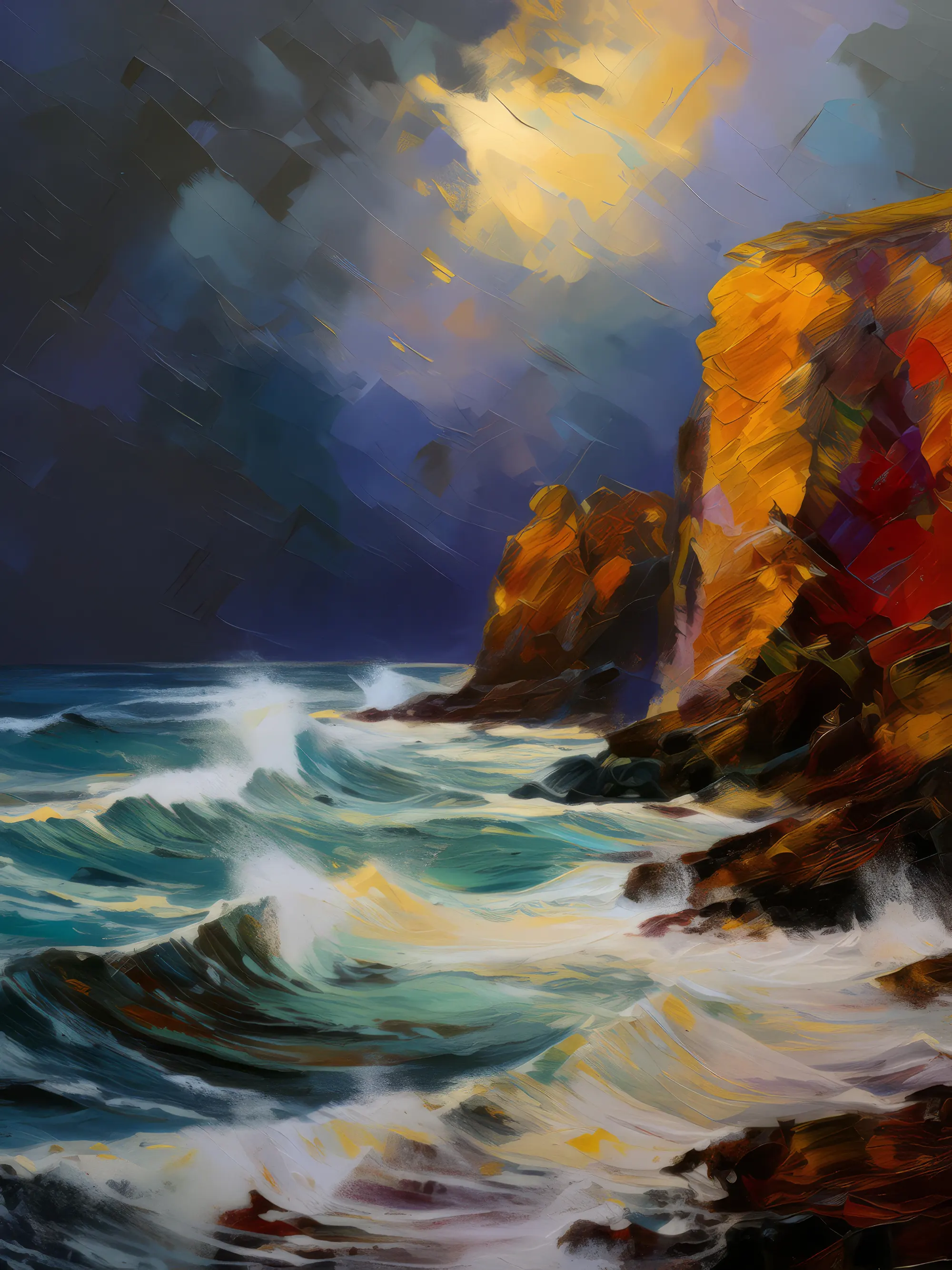 Painting: Stormy Sea Cliffs