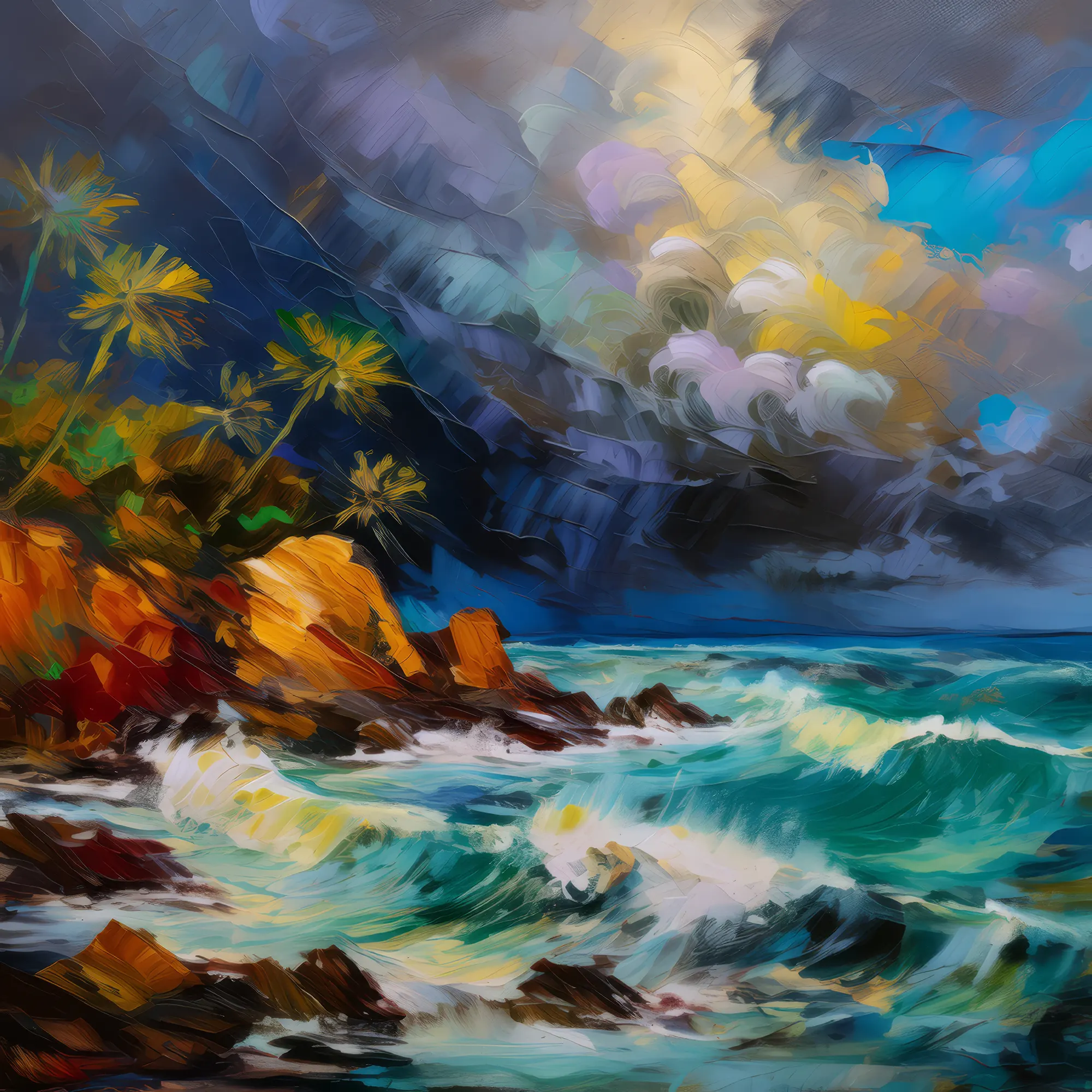 Painting: Stormy Tropical Shoreline