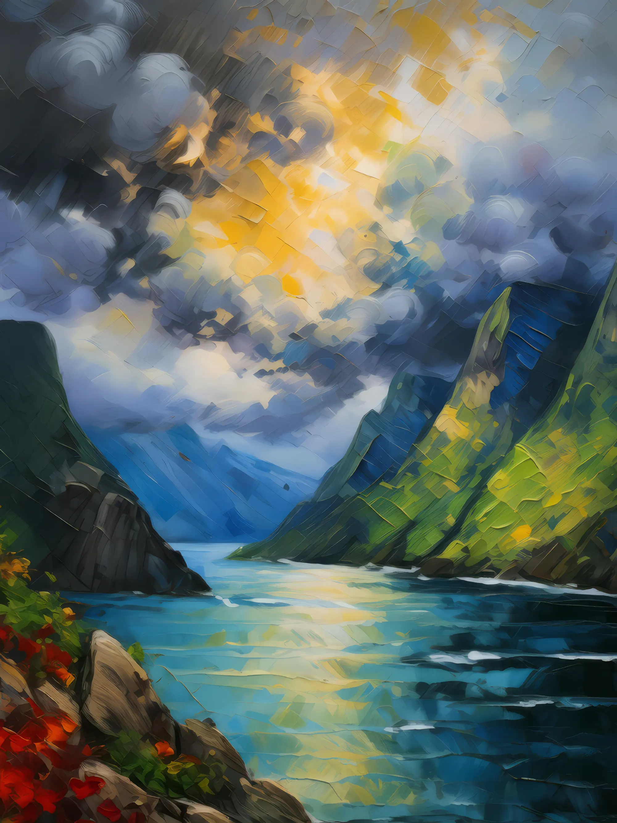 Painting: Stormy Weather at the Fjord