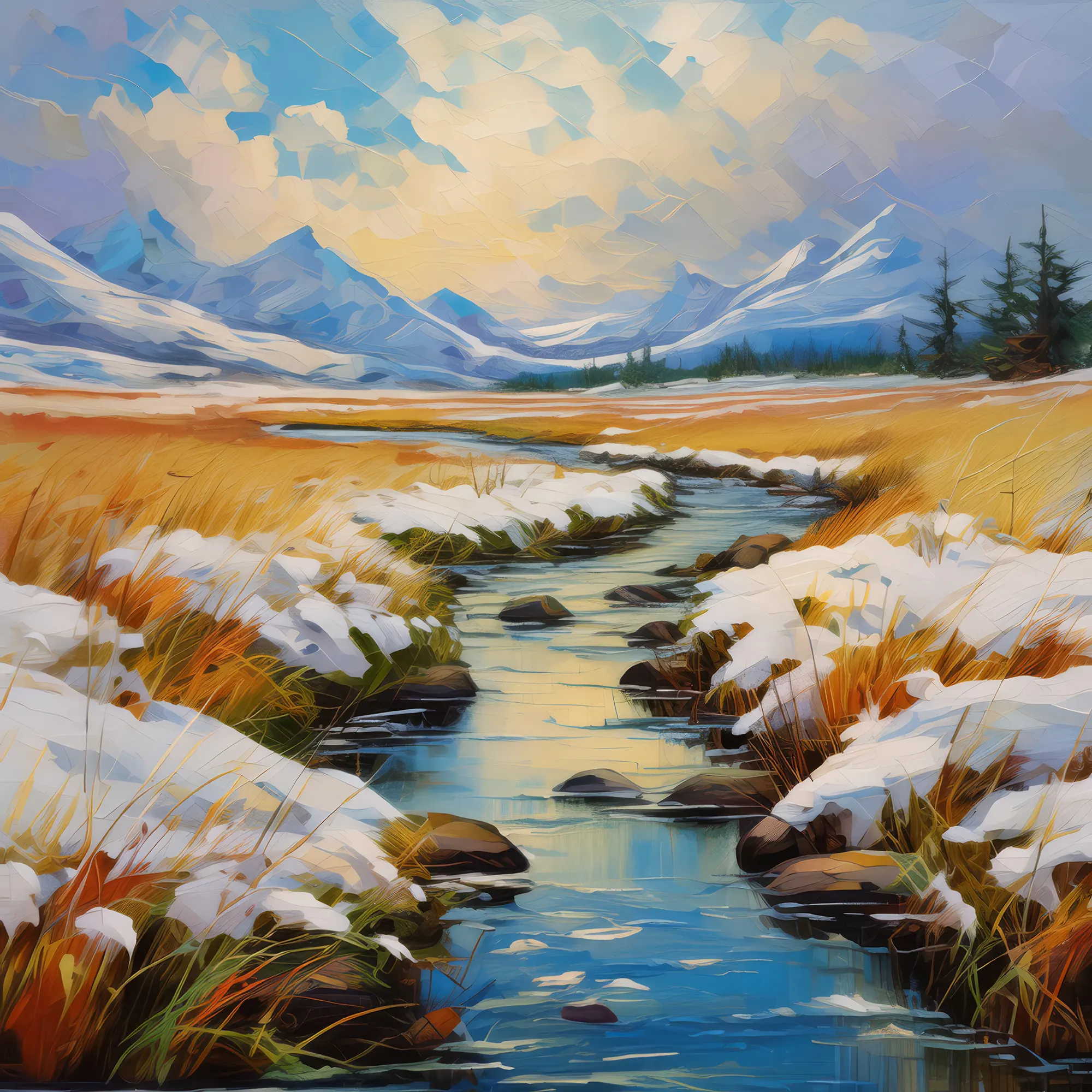 Painting: Stream Through Grassland