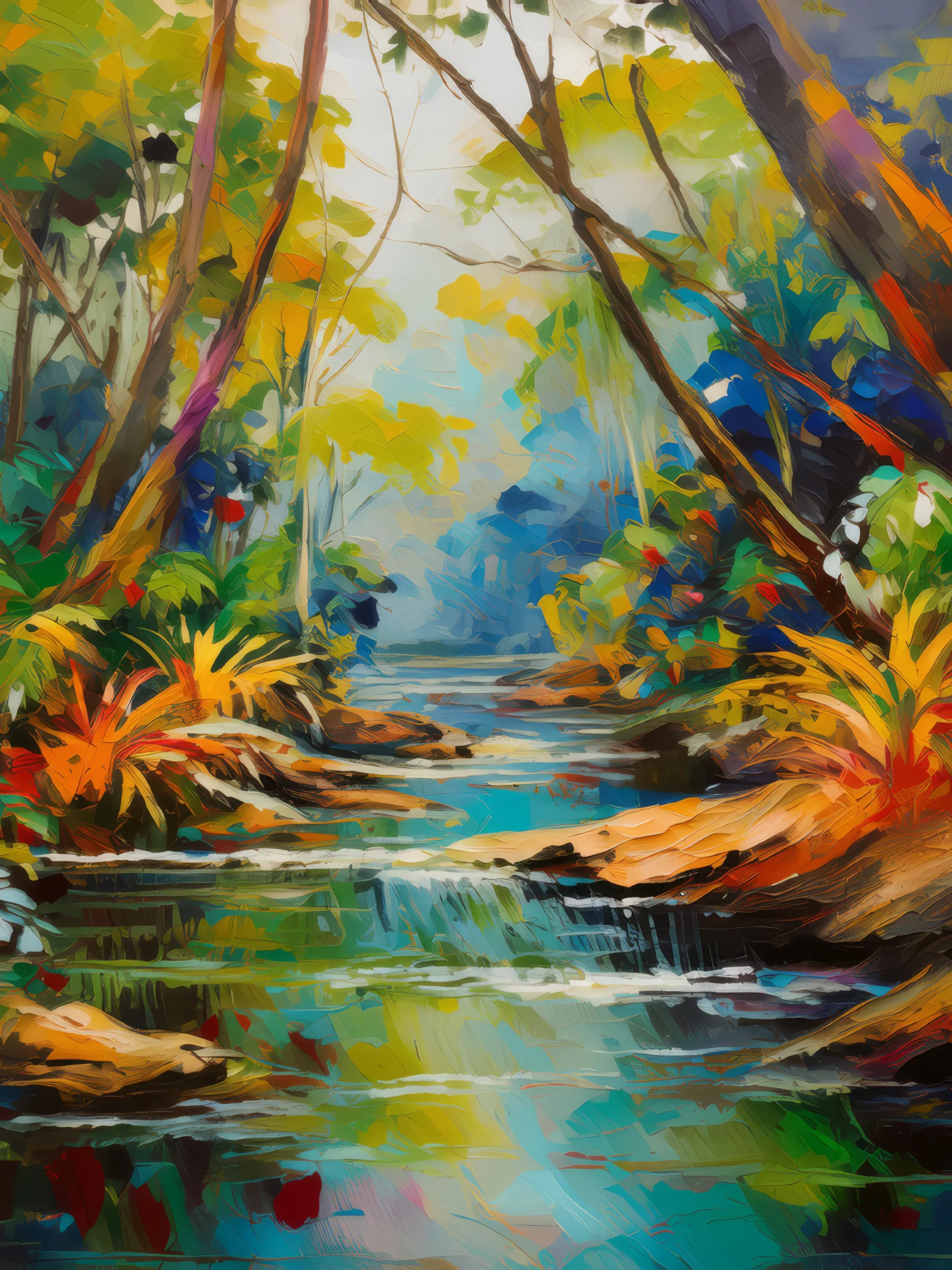 Painting: Stream in Dry Forest