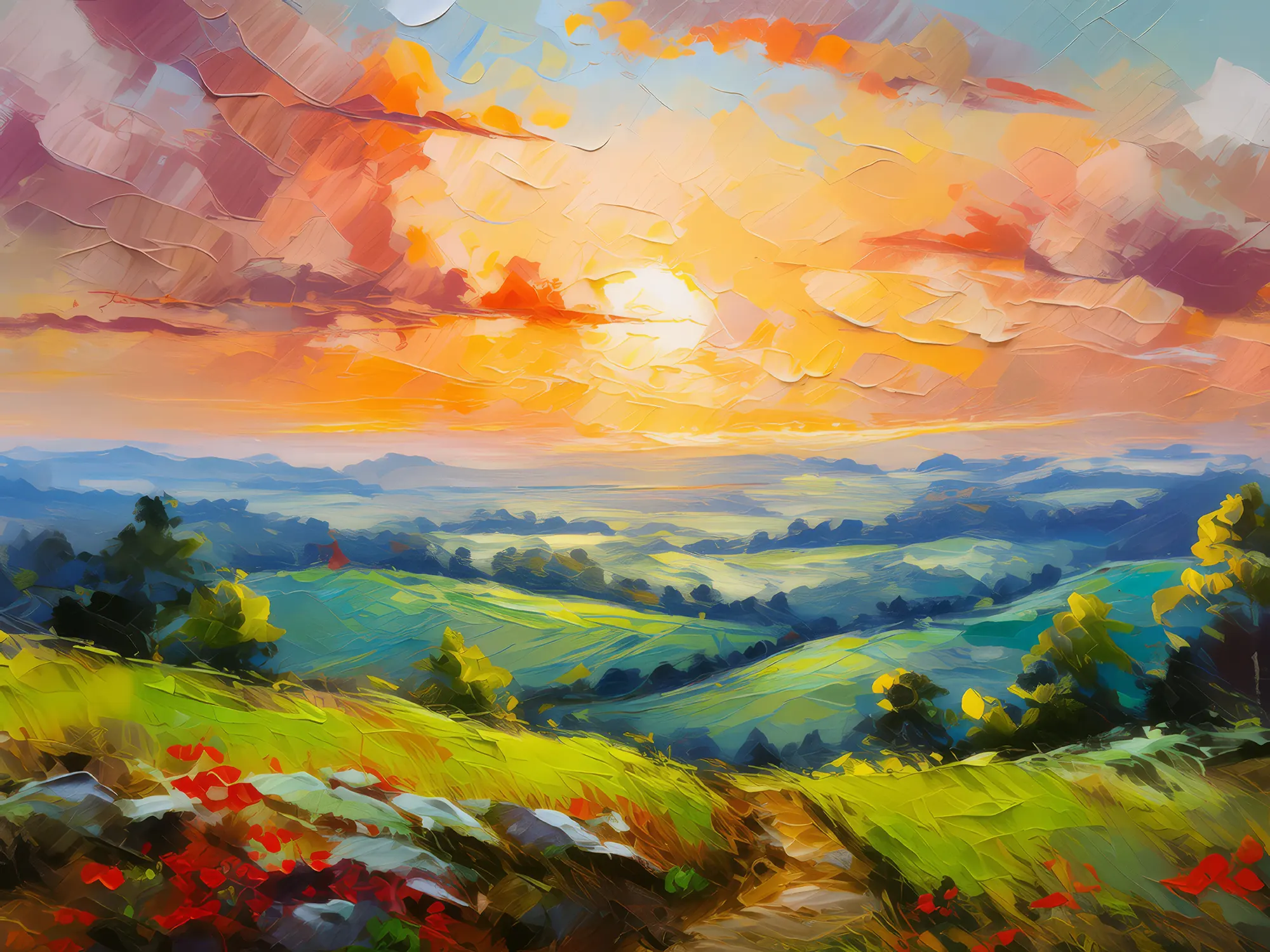 Painting: Summer Hilltop Sunrise