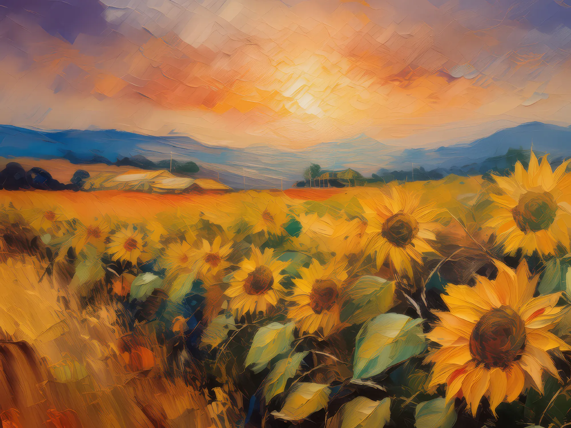 Painting: Sunflower Farm Sunset