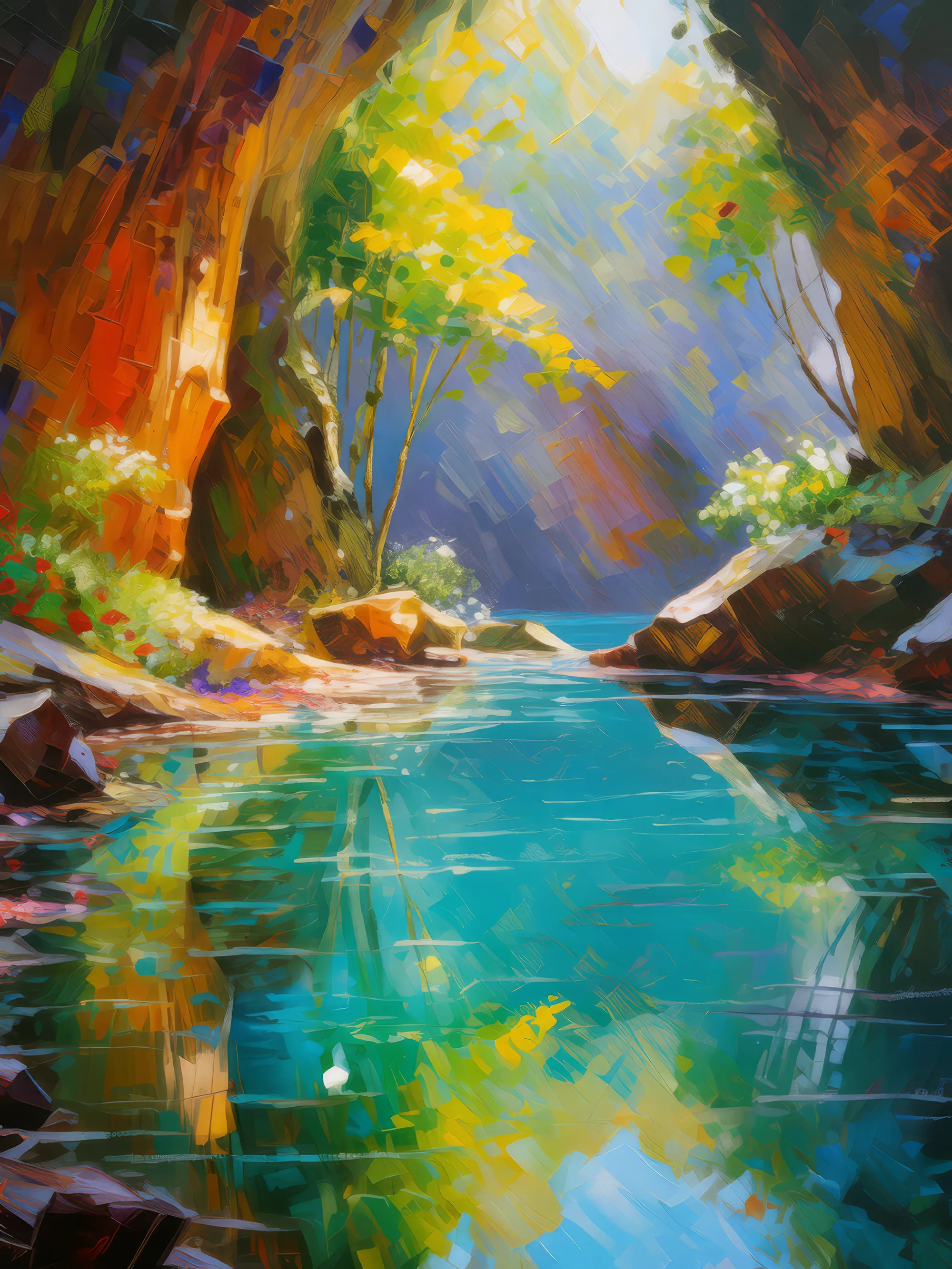 Painting: Sunlit Cave Grotto