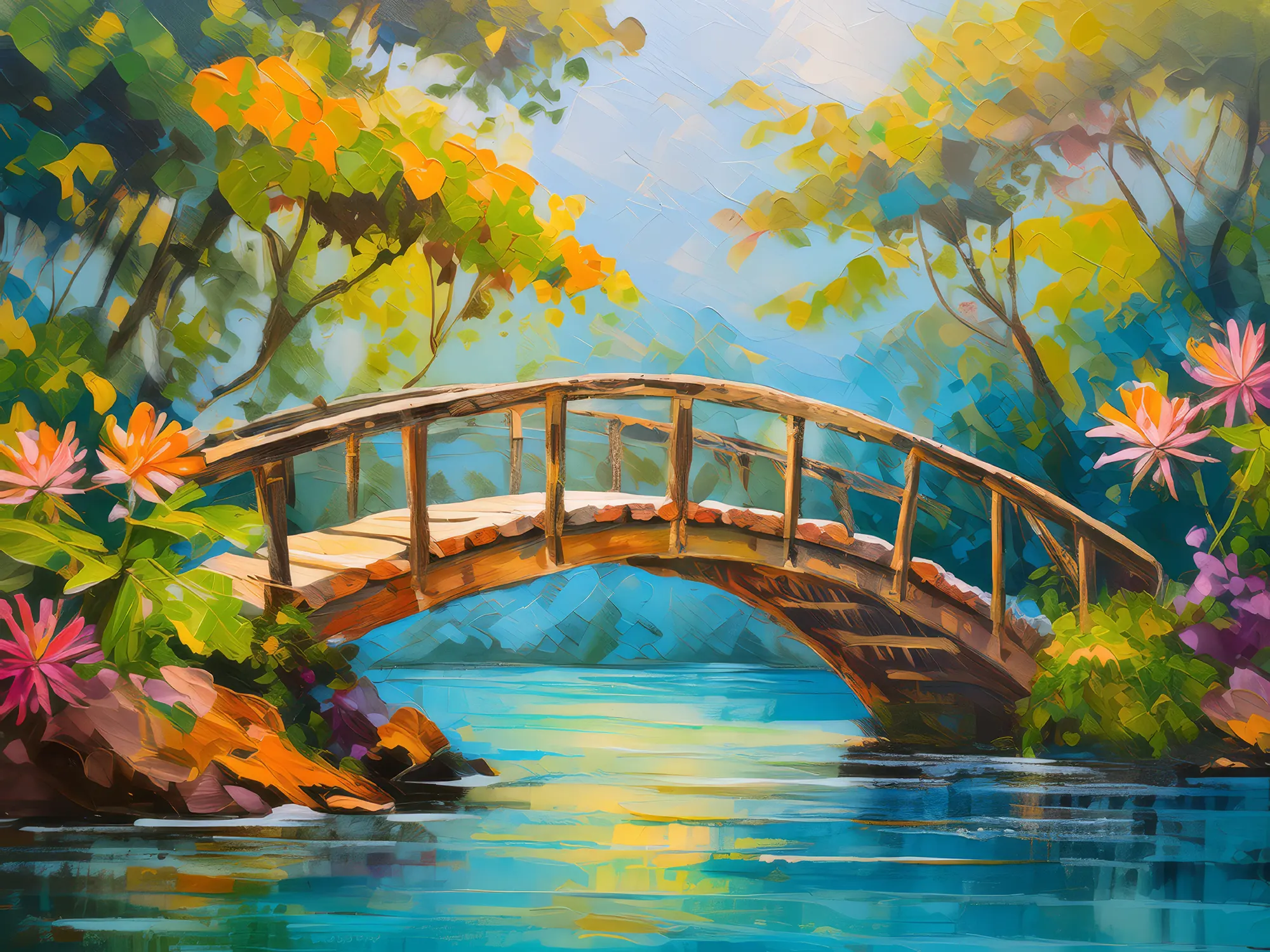 Painting: Sunlit Lagoon Bridge