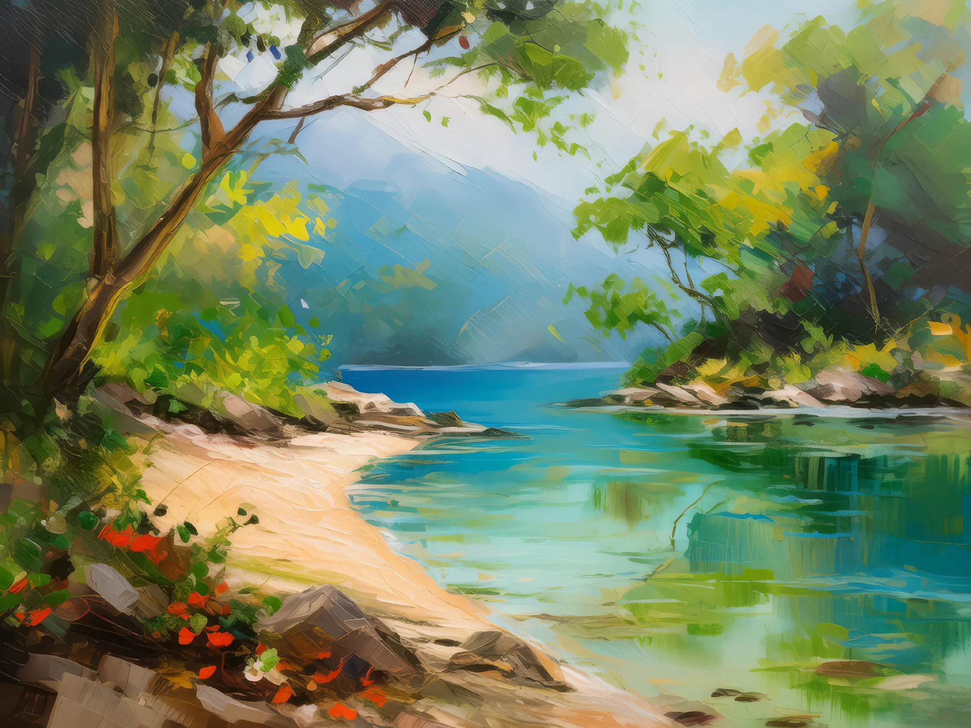 Painting: Sunlit Lagoon Shore