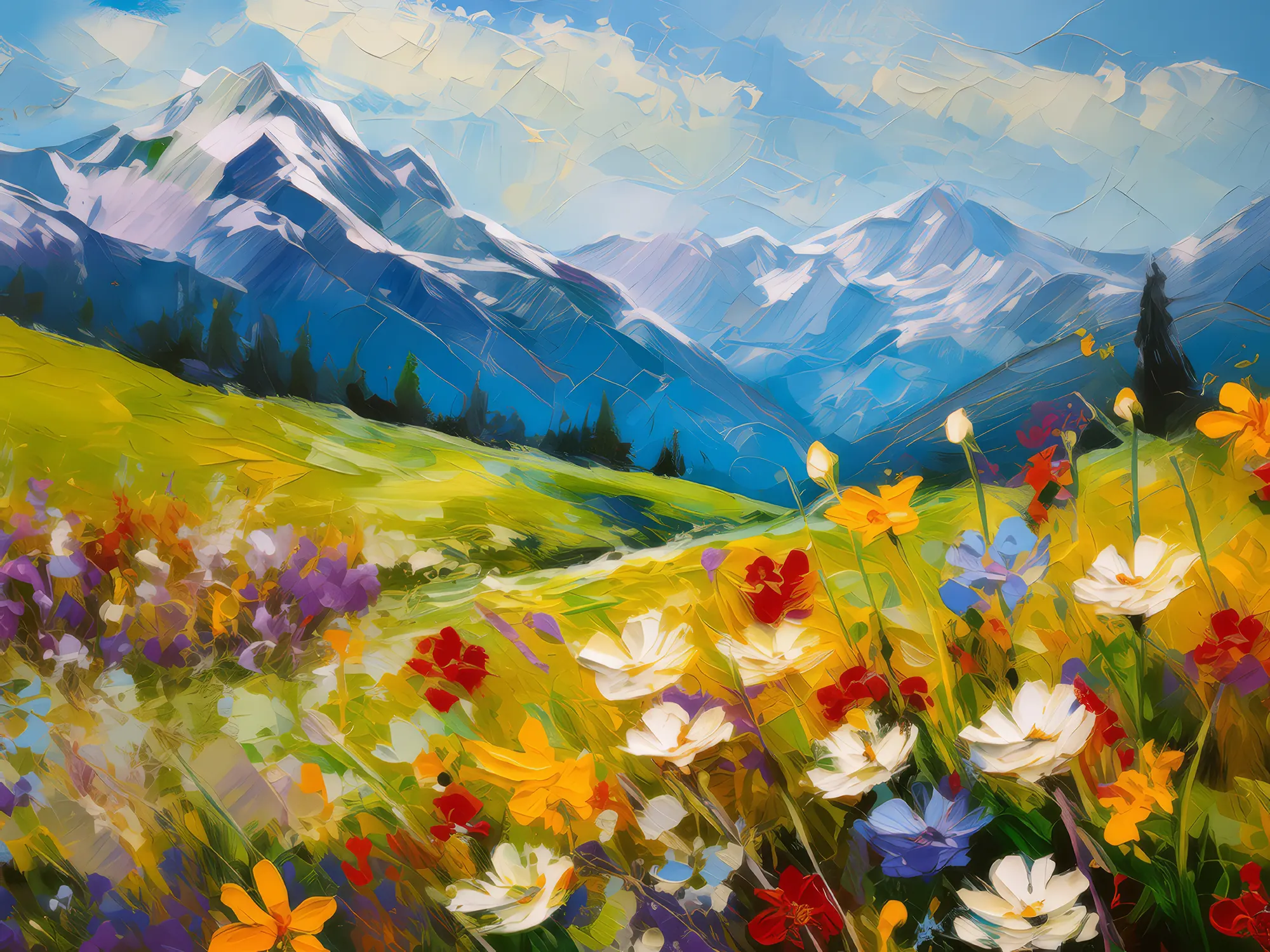 Painting: Sunny Alpine Meadow