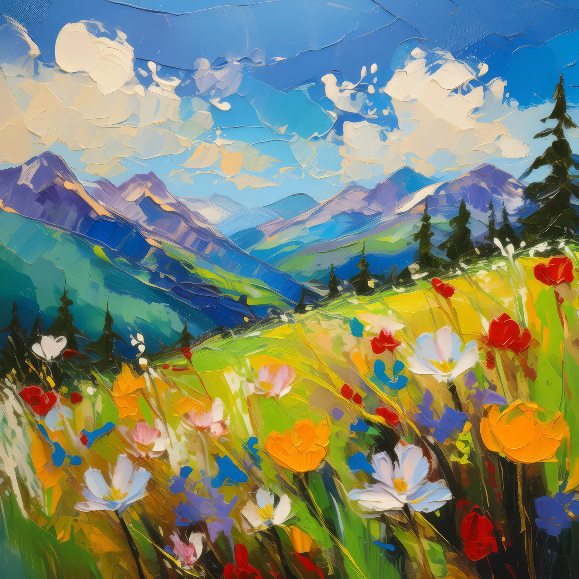 Painting: Sunny Mountain Meadow