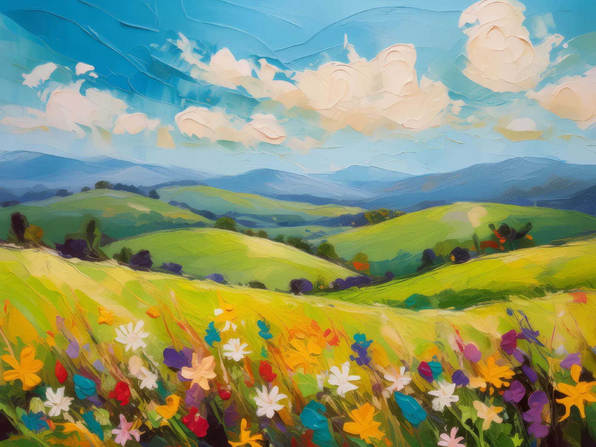 Painting: Sunny Pastoral Field